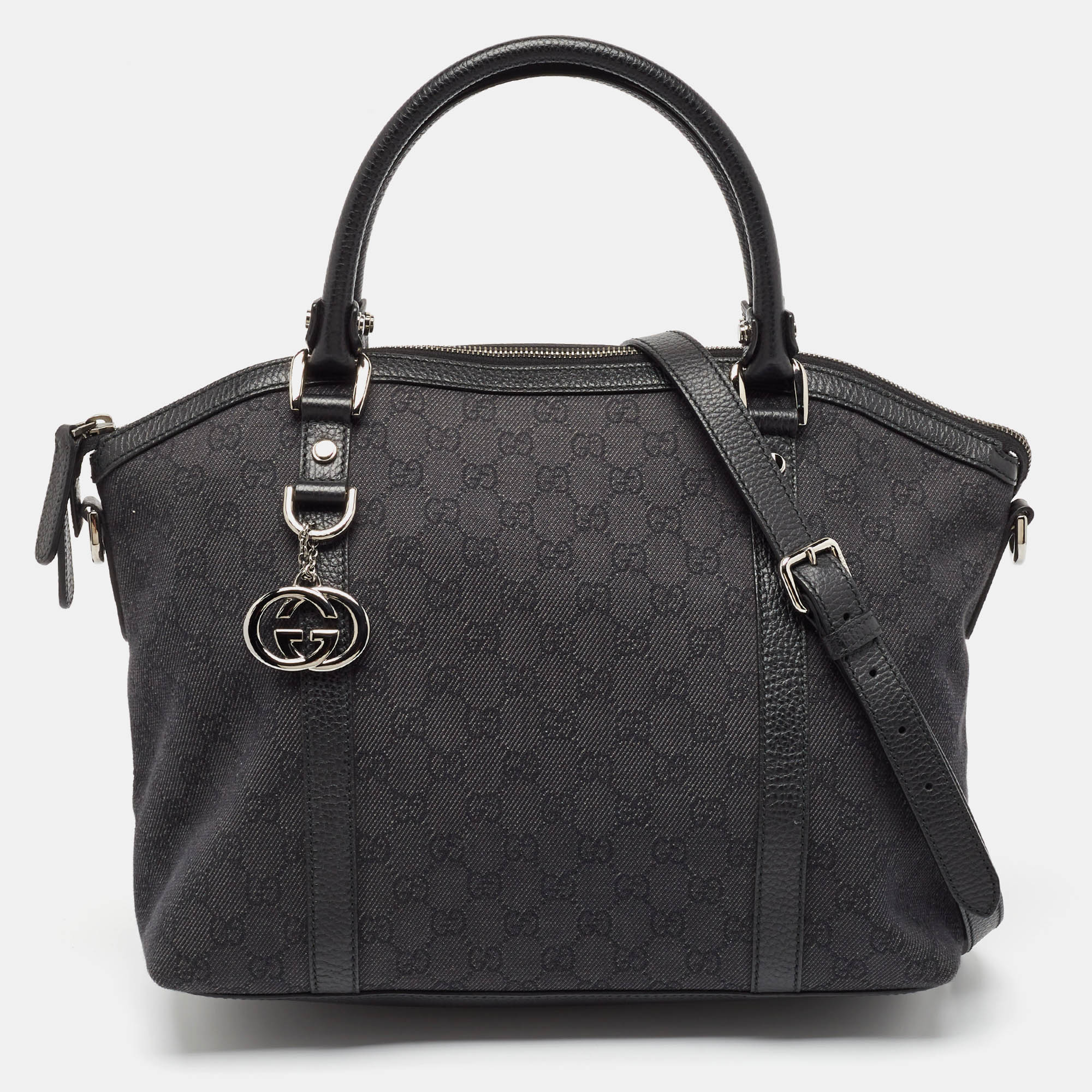 

Gucci Black GG Canvas GG Charm Dome Satchel