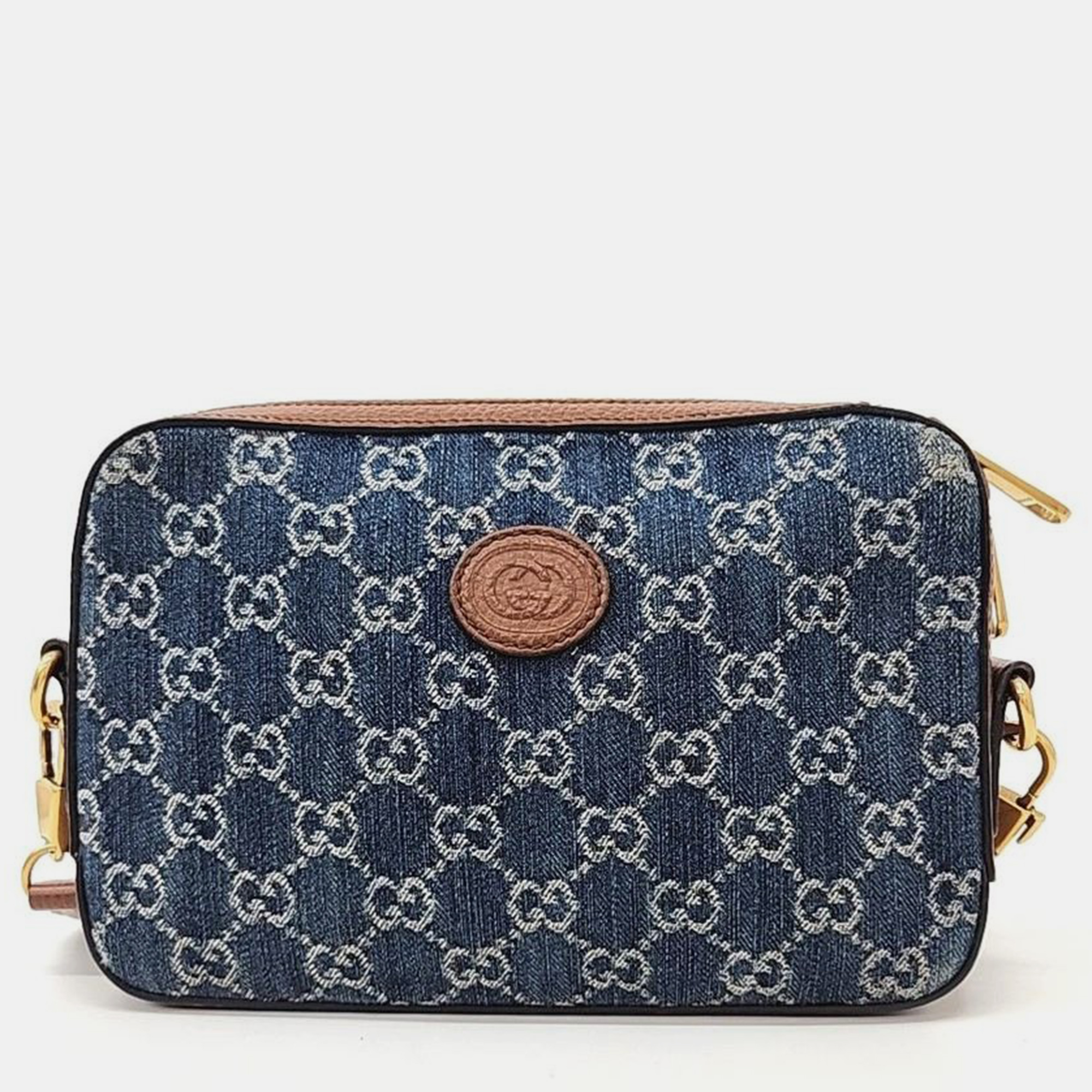 

Gucci Denim Interlocking Crossbody Bag, Blue