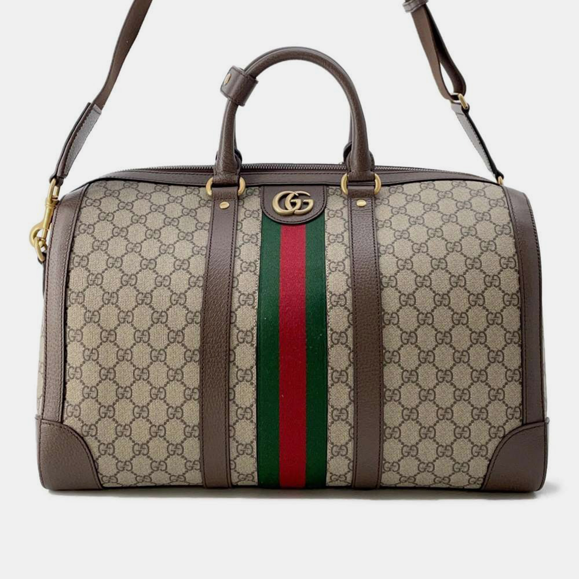 

Gucci Beige/Brown GG Supreme Canvas Leather GG Supreme Ophidia Travel Bag