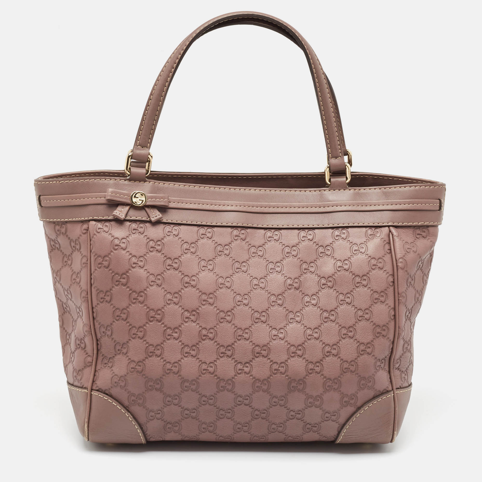 Pre-owned Gucci Ssima Leather Mayfair Tote In Pink