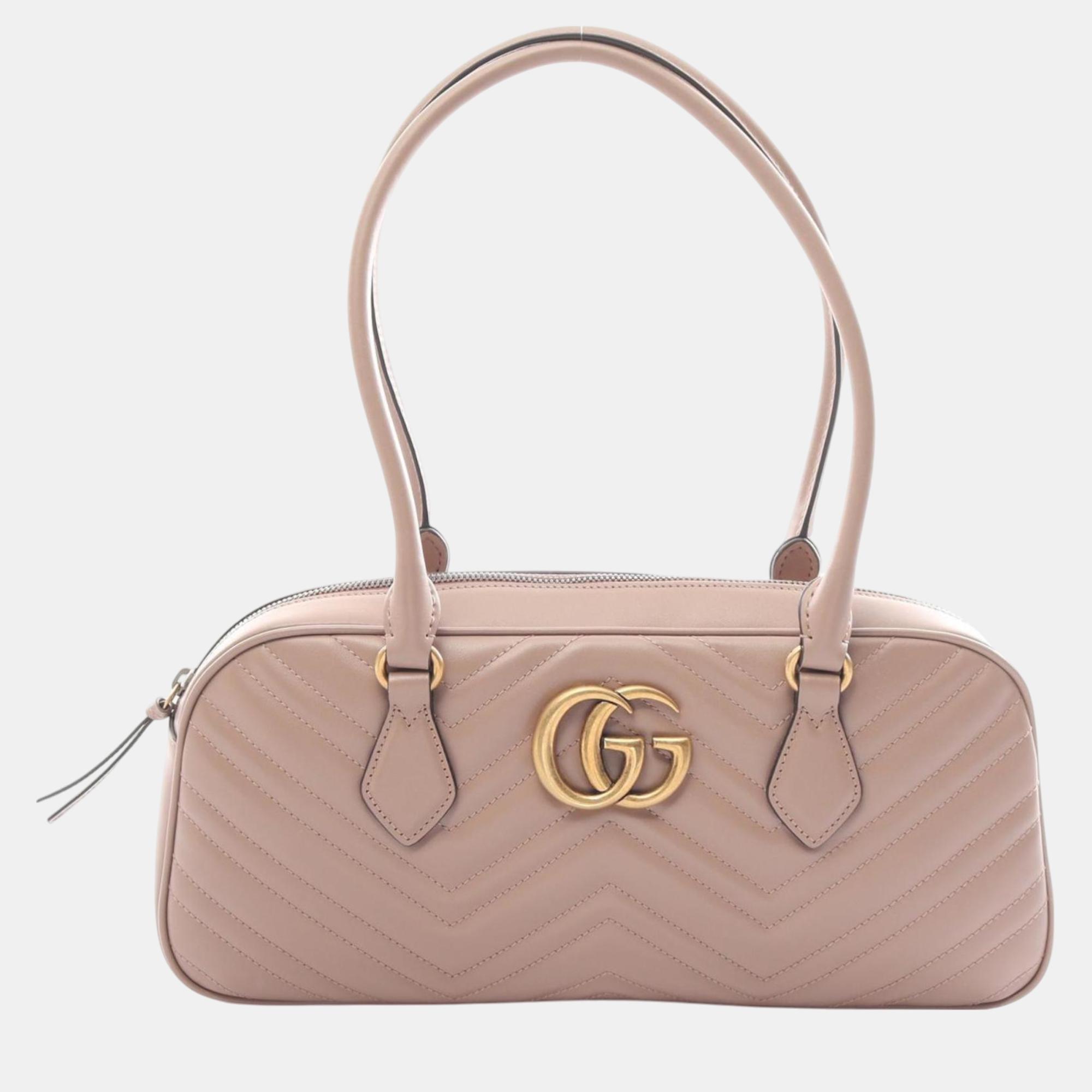 

Gucci Pink Leather GG Marmont Medium Tote Bag