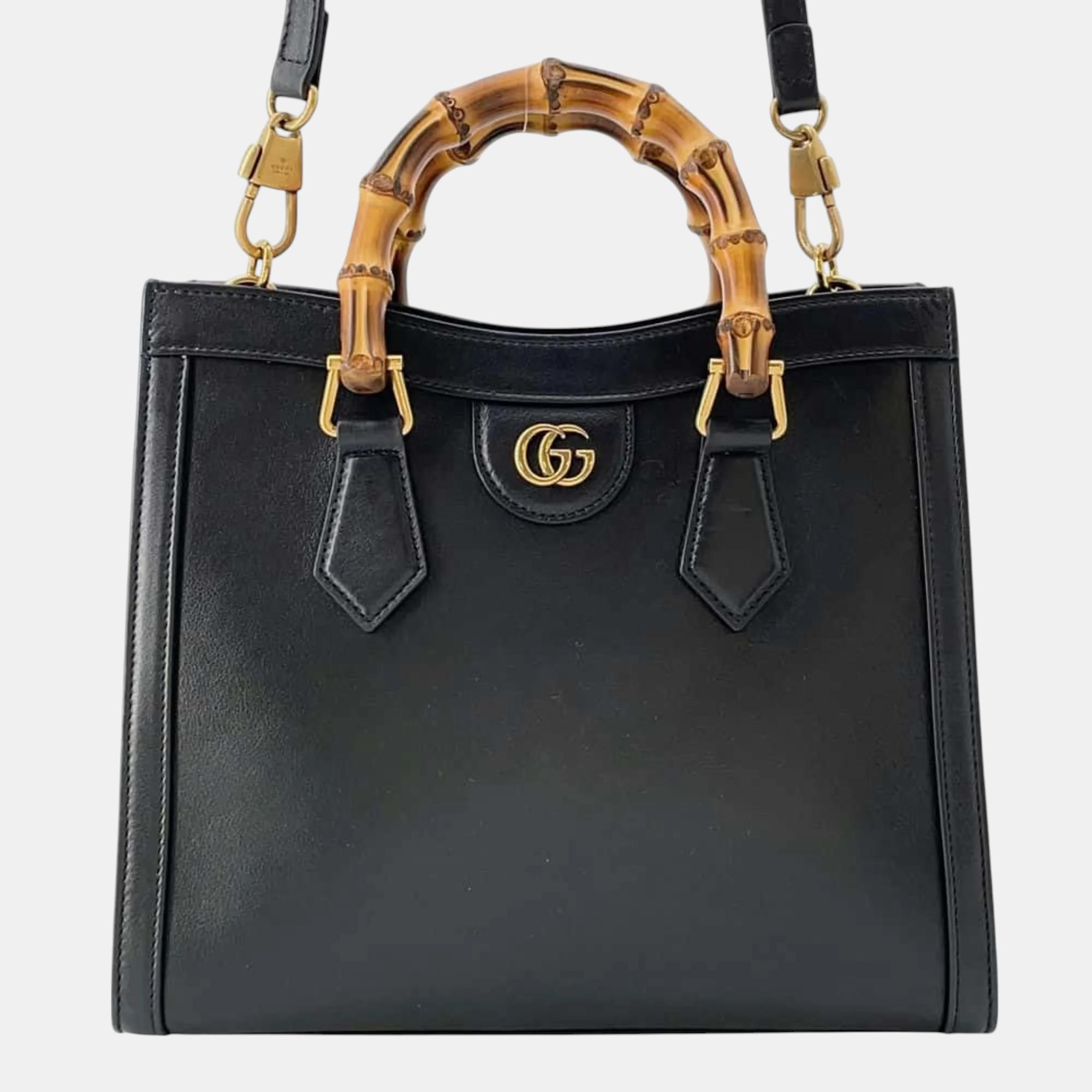 

Gucci Black Diana Small Bamboo Handle Tote Bag