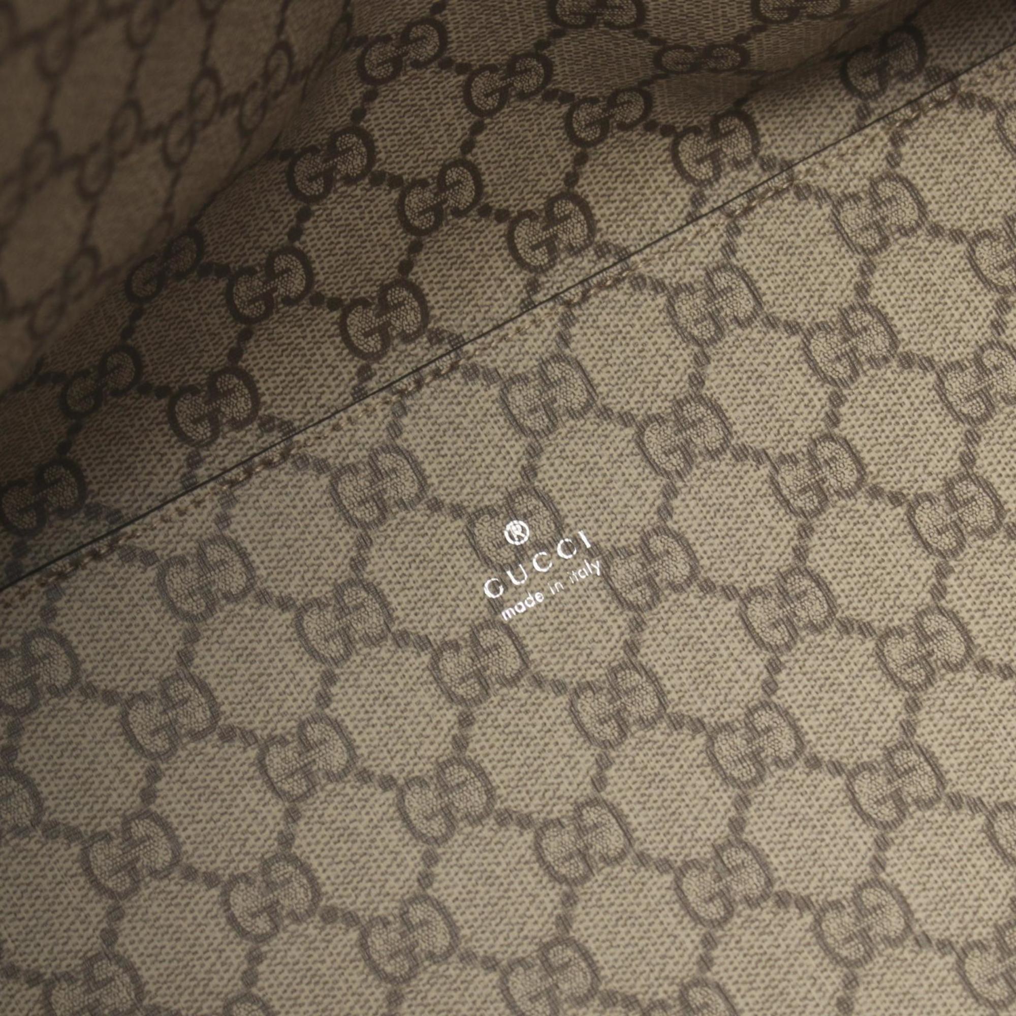 Gucci Beige Brown Canvas Leather Printed Bag 