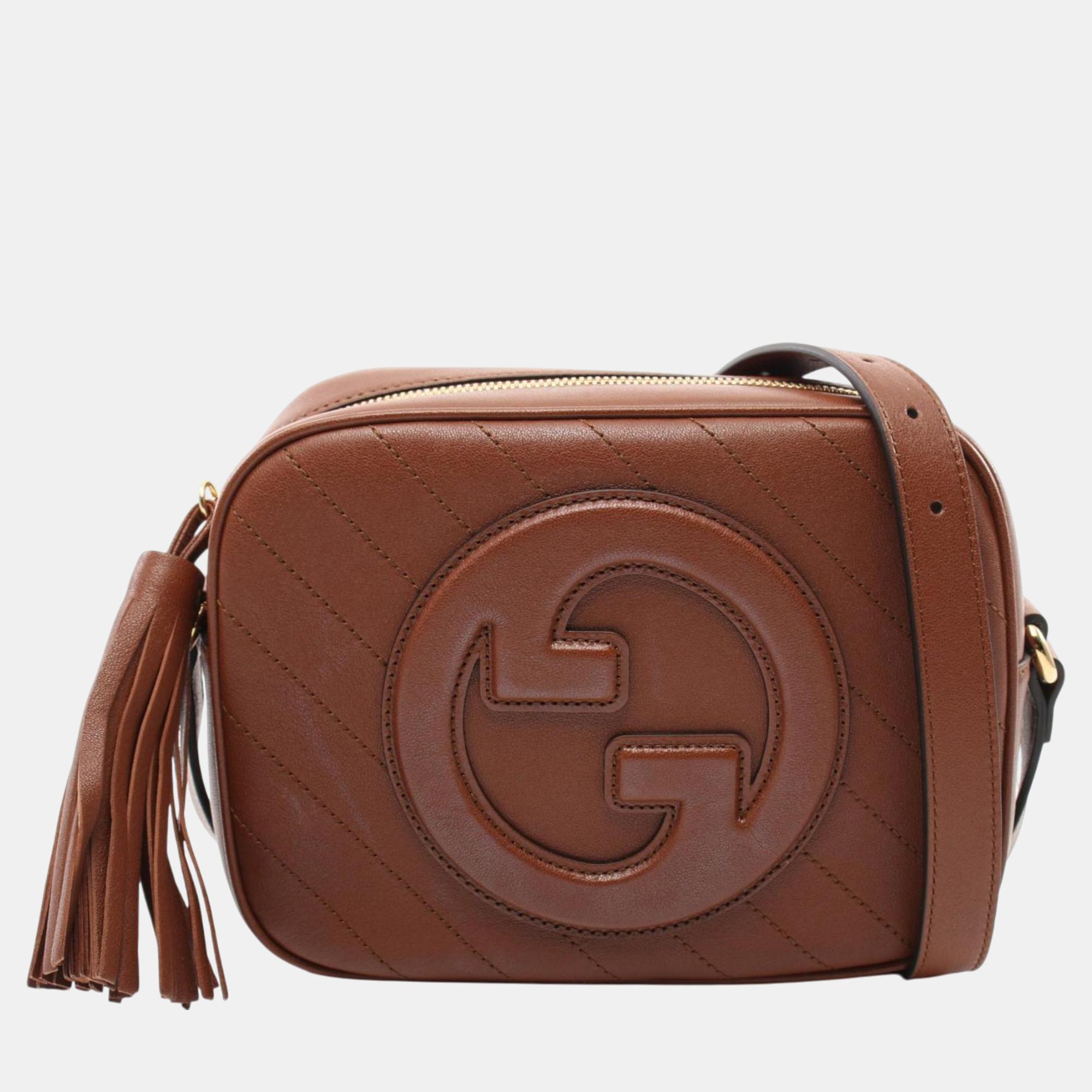 Pre-owned Gucci Brown Leather Blondie Shoulder Bag