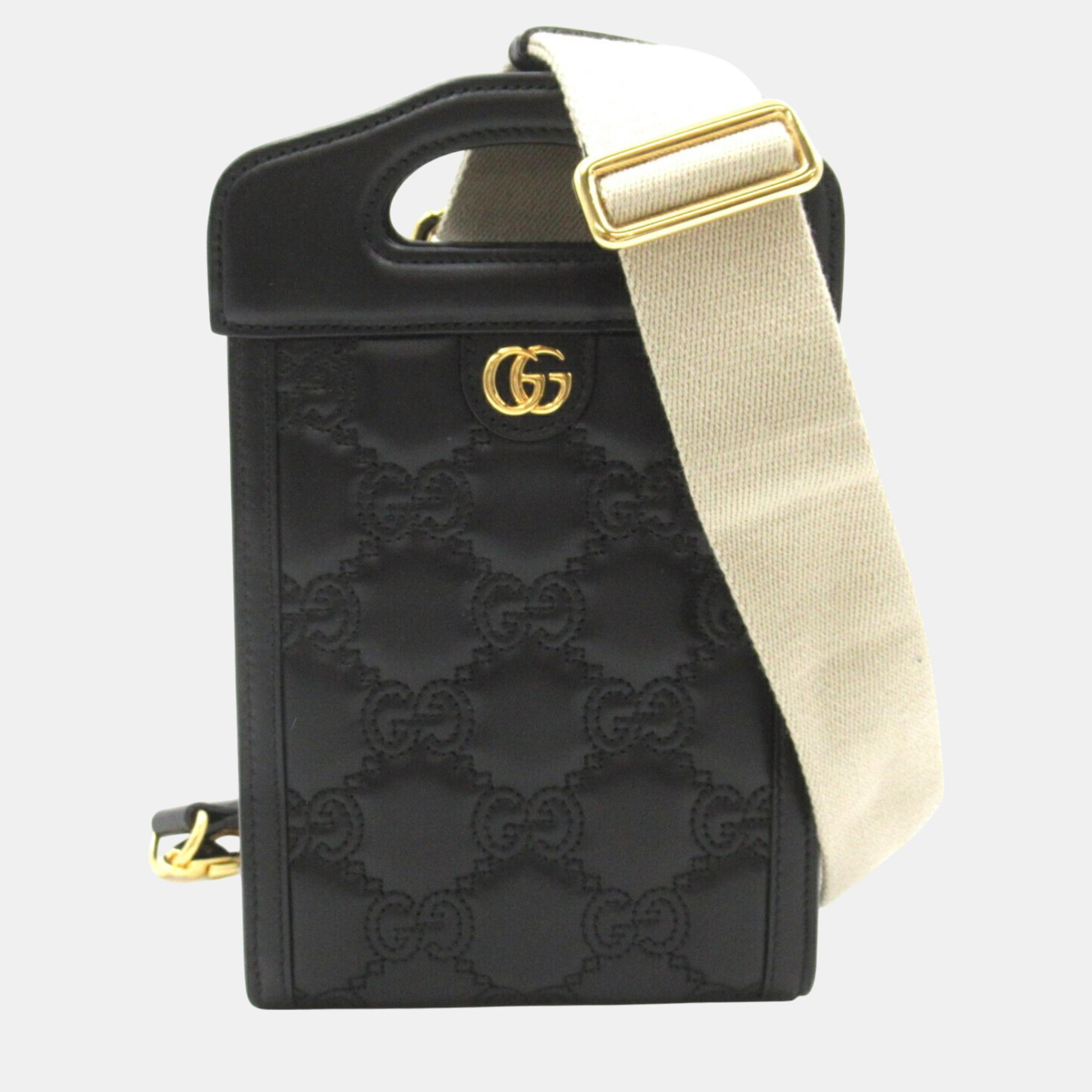 

Gucci Black Leather GG Matelasse Shoulder Bag