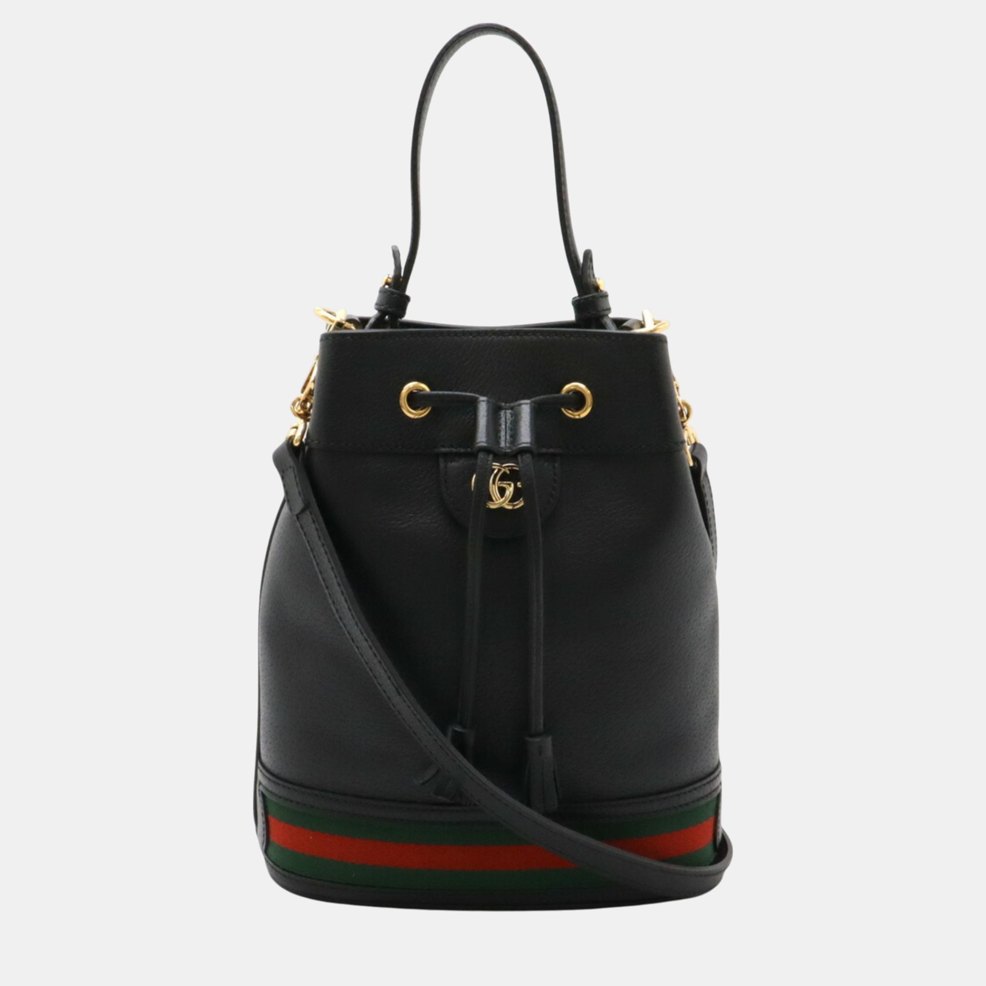 

Gucci Black Leather Ophidia Small Bucket Bag