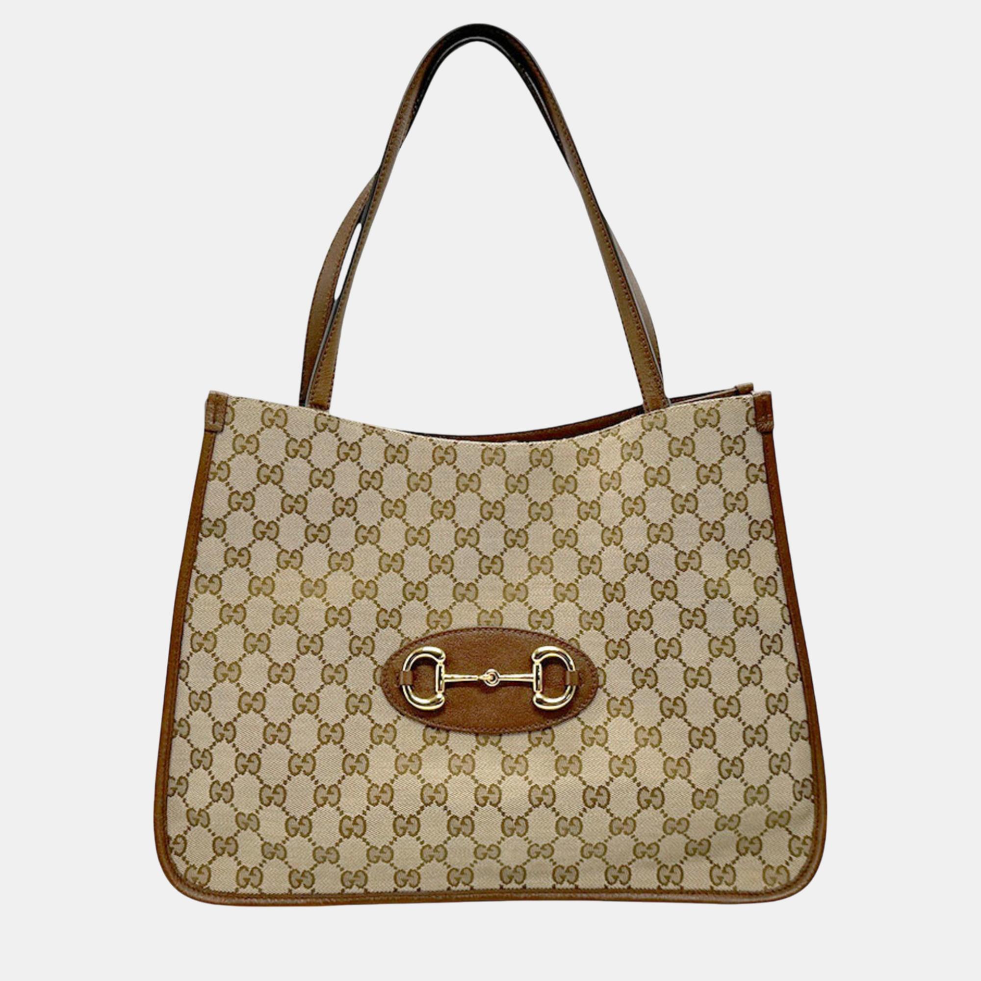 

Gucci Brown Canvas Horsebit GG Handbag