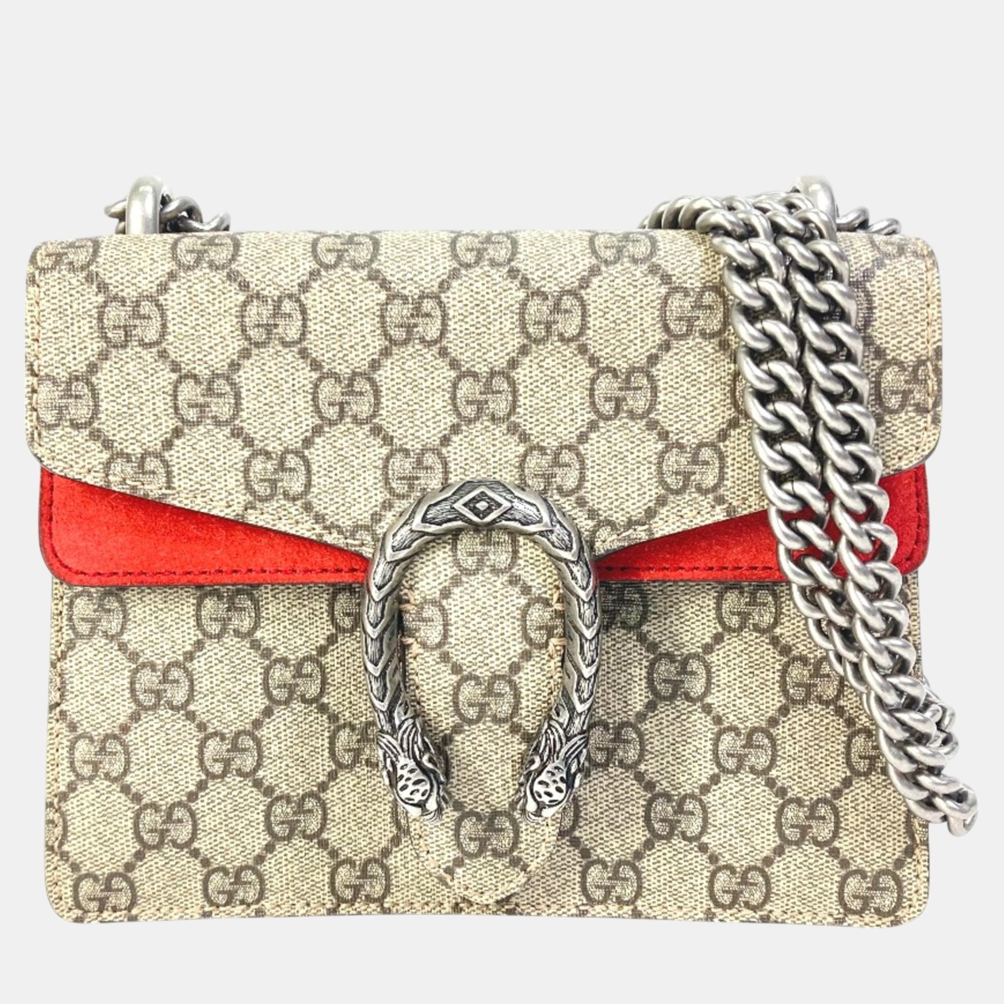 

Gucci Beige Red GG Double Chain Crossbody bag