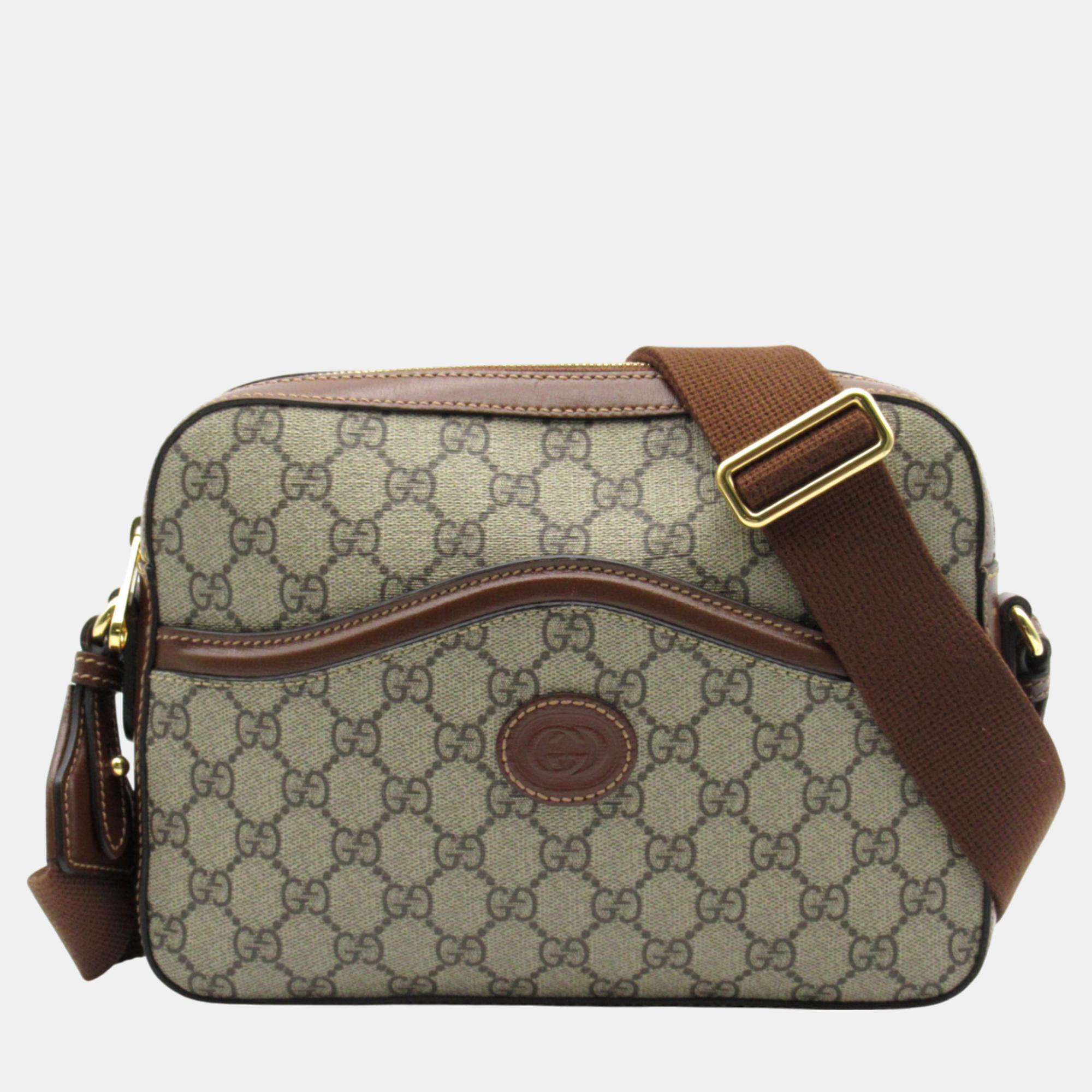 

Gucci Black PVC coated canvas GG Supreme Shoulder Bag, Beige