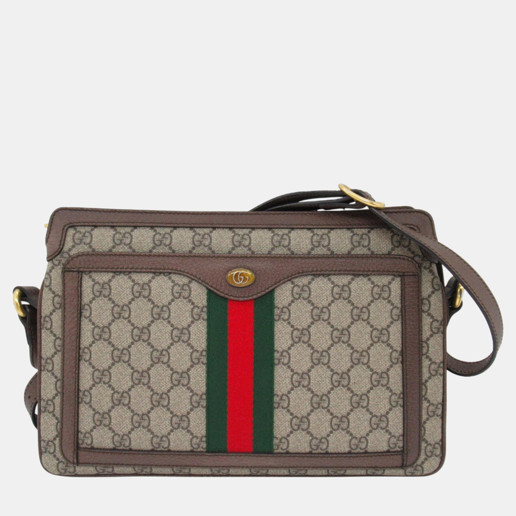 

Gucci Beige Brown Canvas GG Supreme Ophidia Shoulder Bag