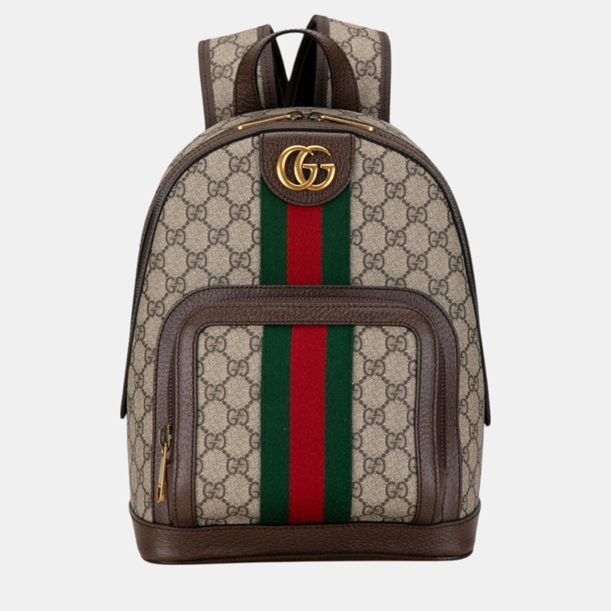 

Gucci Beige PVC Leather GG Supreme Ophidia Backpack