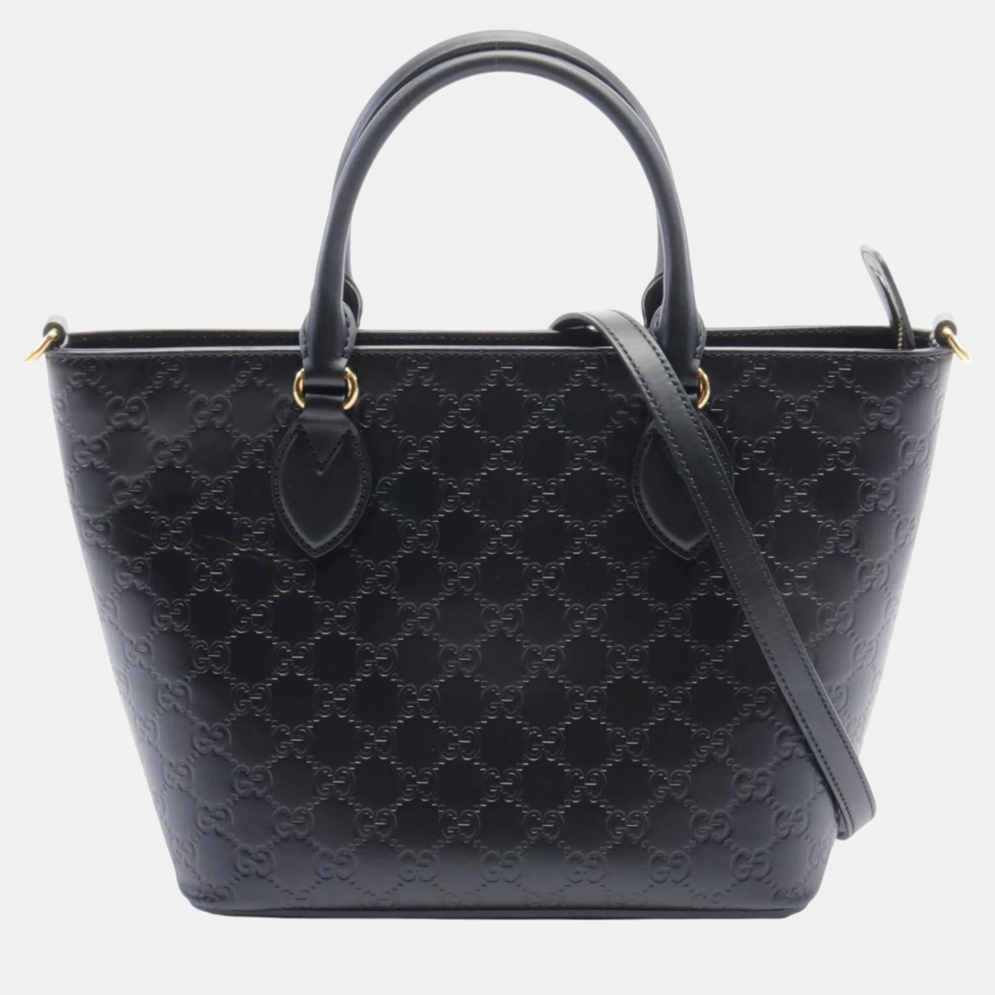 

Gucci Black Leather Guccissima Handbag