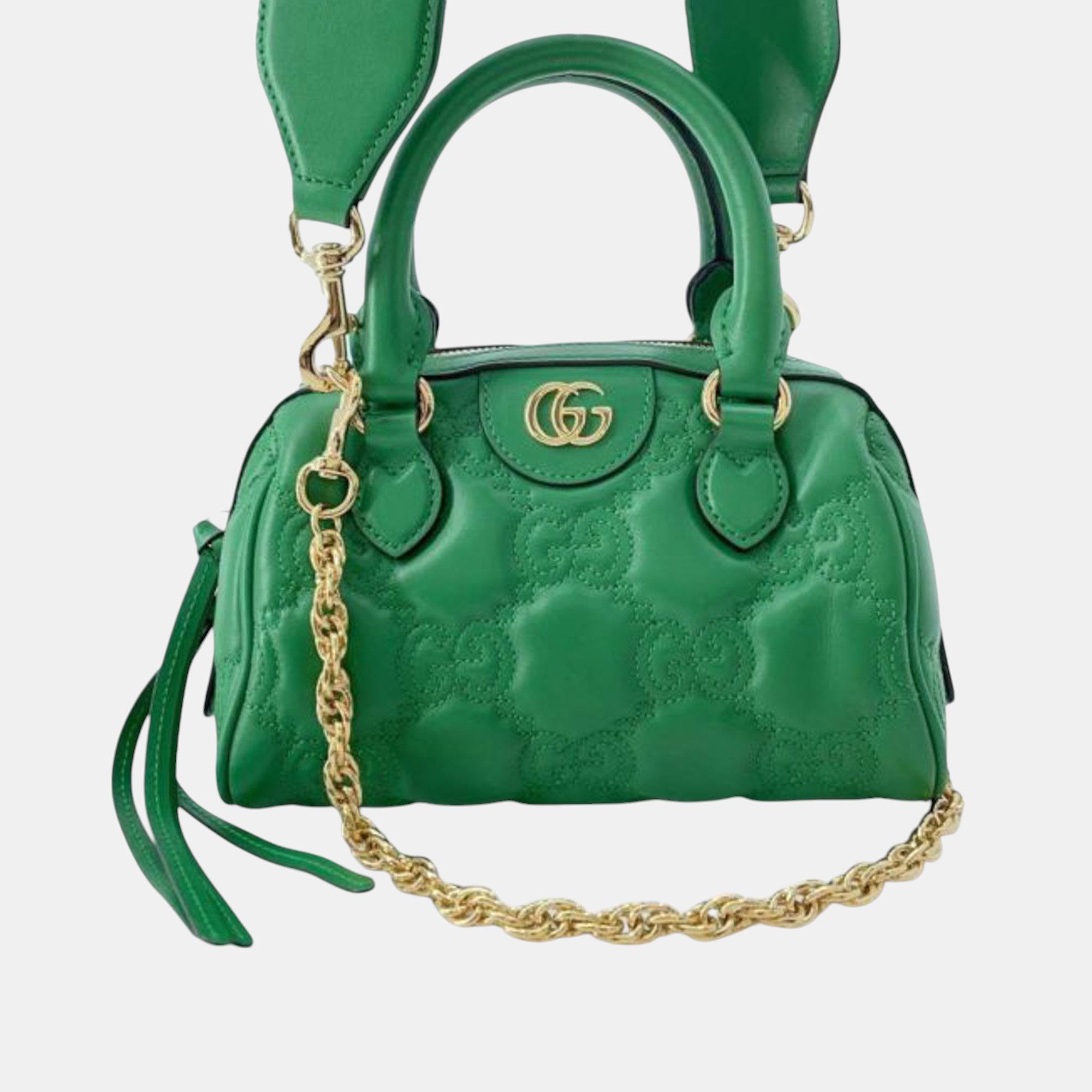 

Gucci Mini GG Matelasse Marmont Satchel, Green