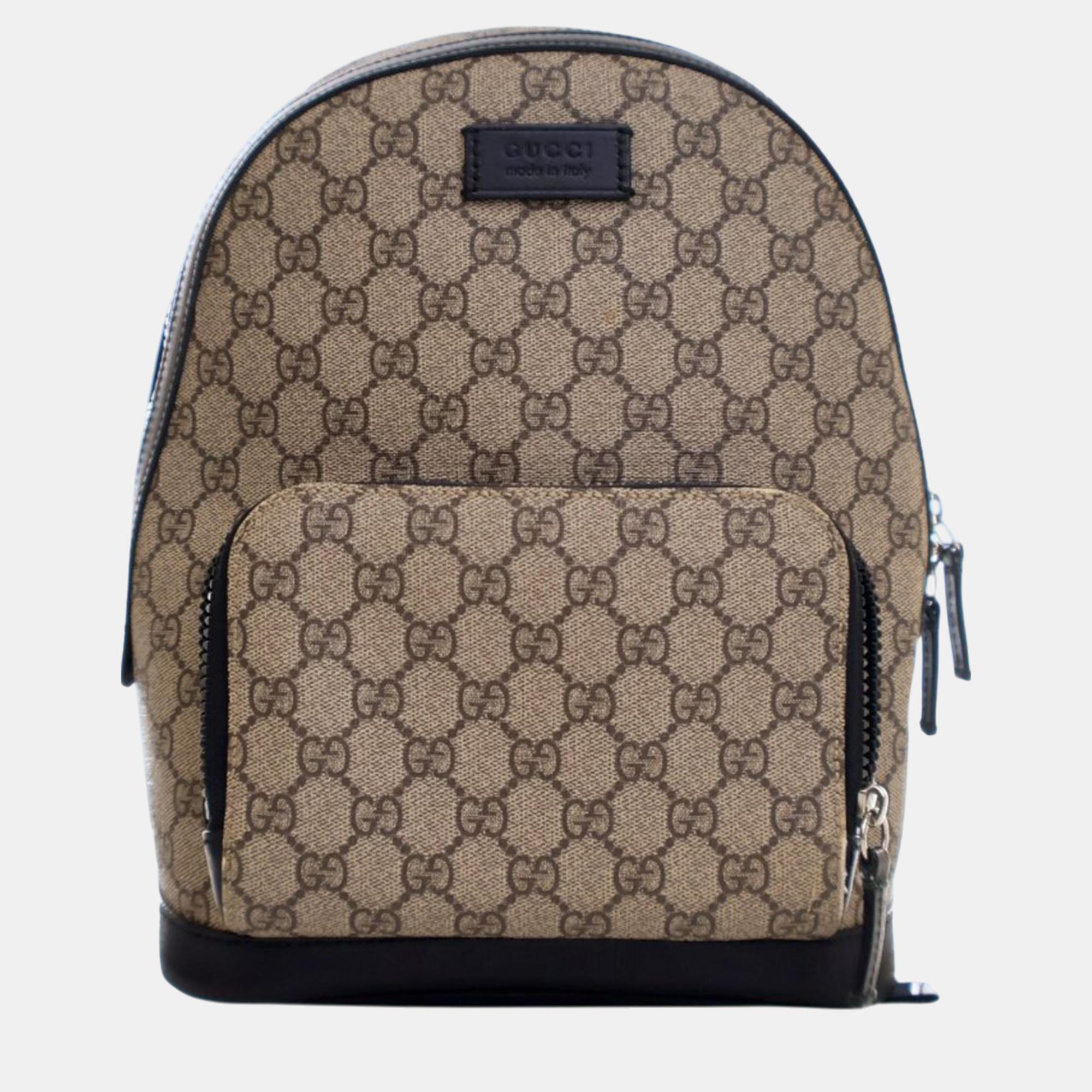 

Gucci Small GG Supreme Eden Day Backpack, Brown