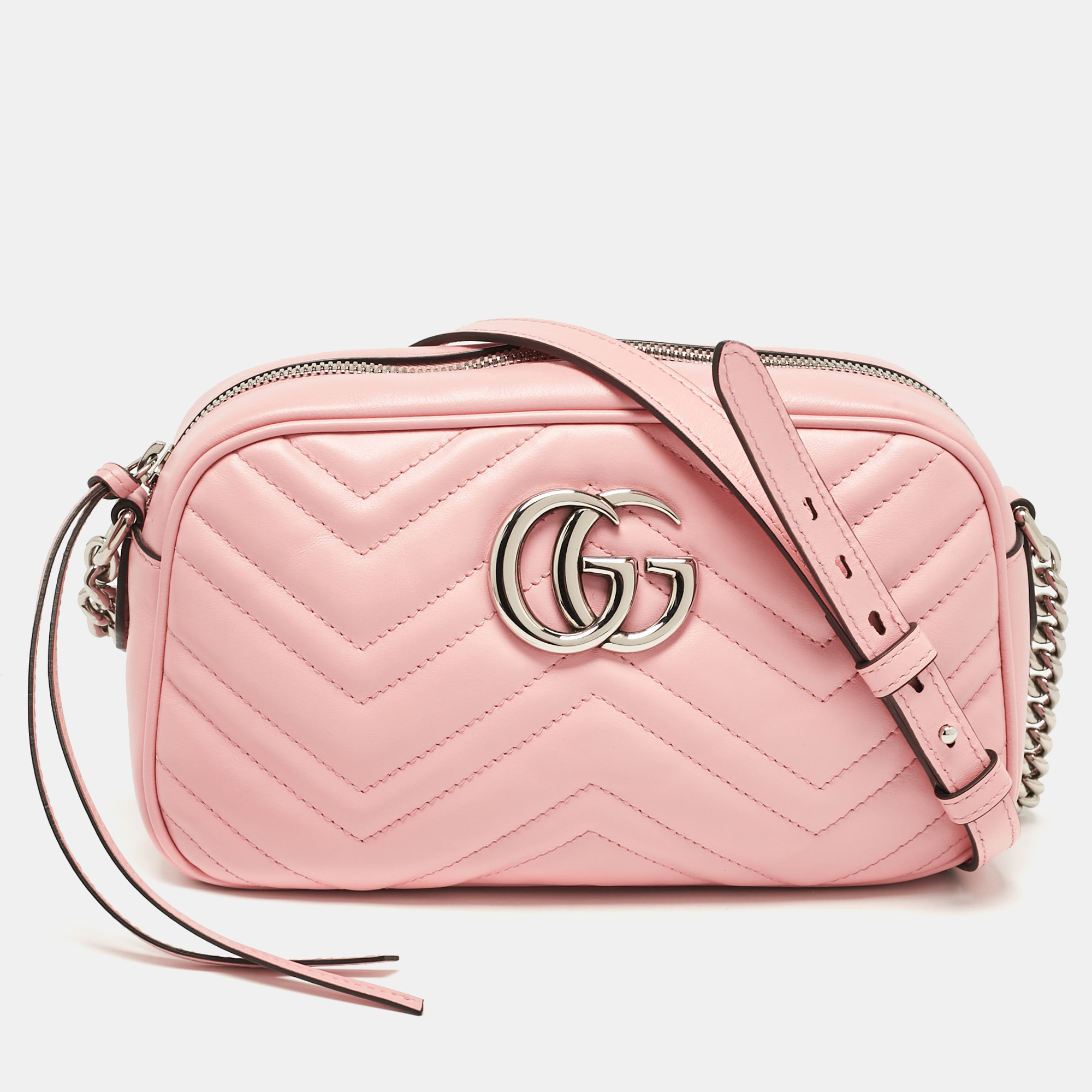 

Gucci Pink Matelassé Leather  GG Marmont Shoulder Bag