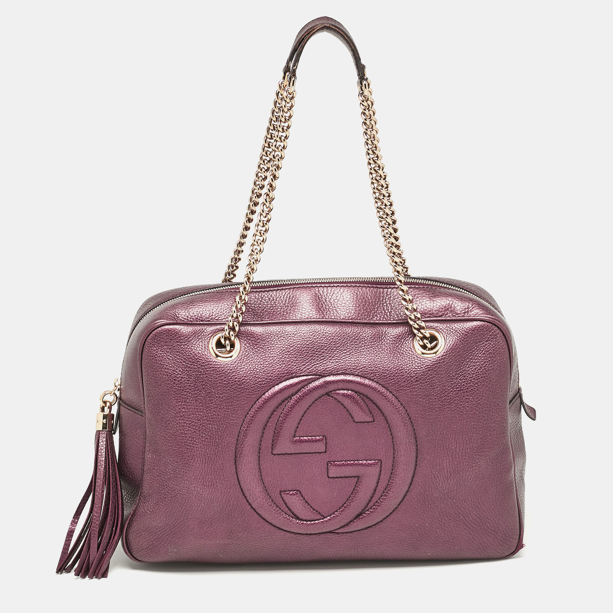 

Gucci Burgundy Leather Large Soho Chain Shoulder Bag