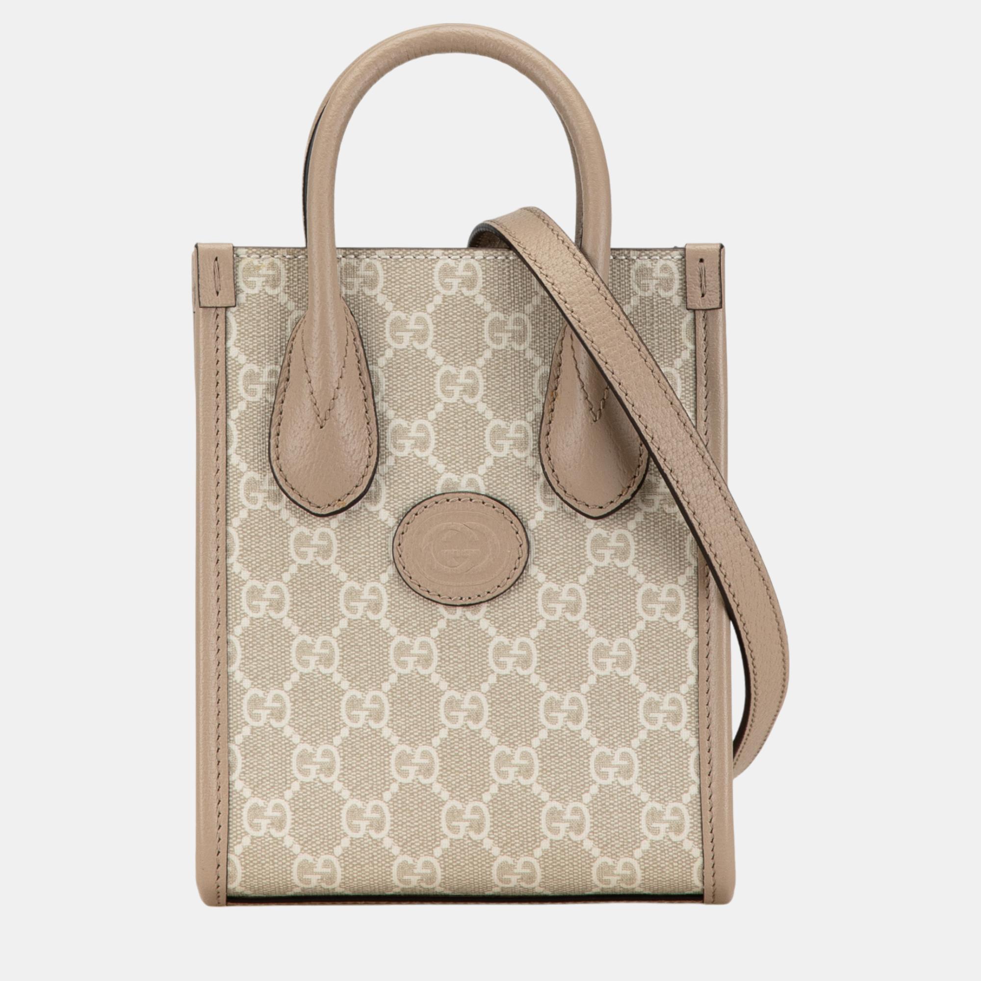 

Gucci Beige/Brown Mini GG Supreme Interlocking G Satchel