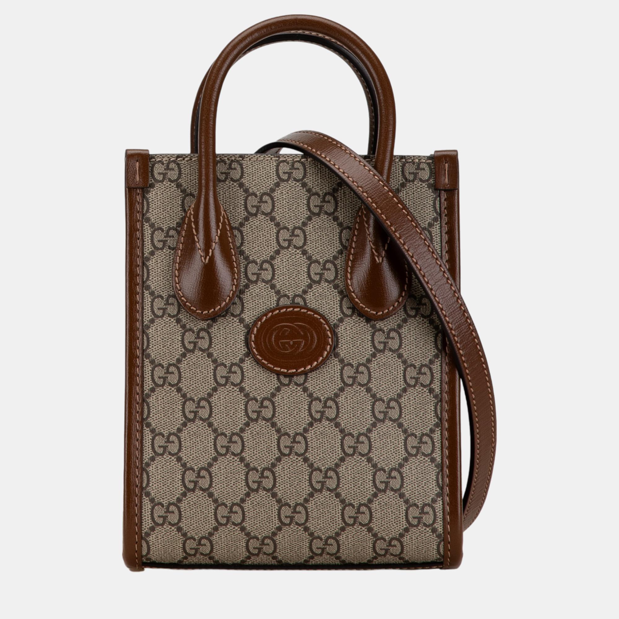 

Gucci Beige/Brown Mini GG Supreme Interlocking G Satchel