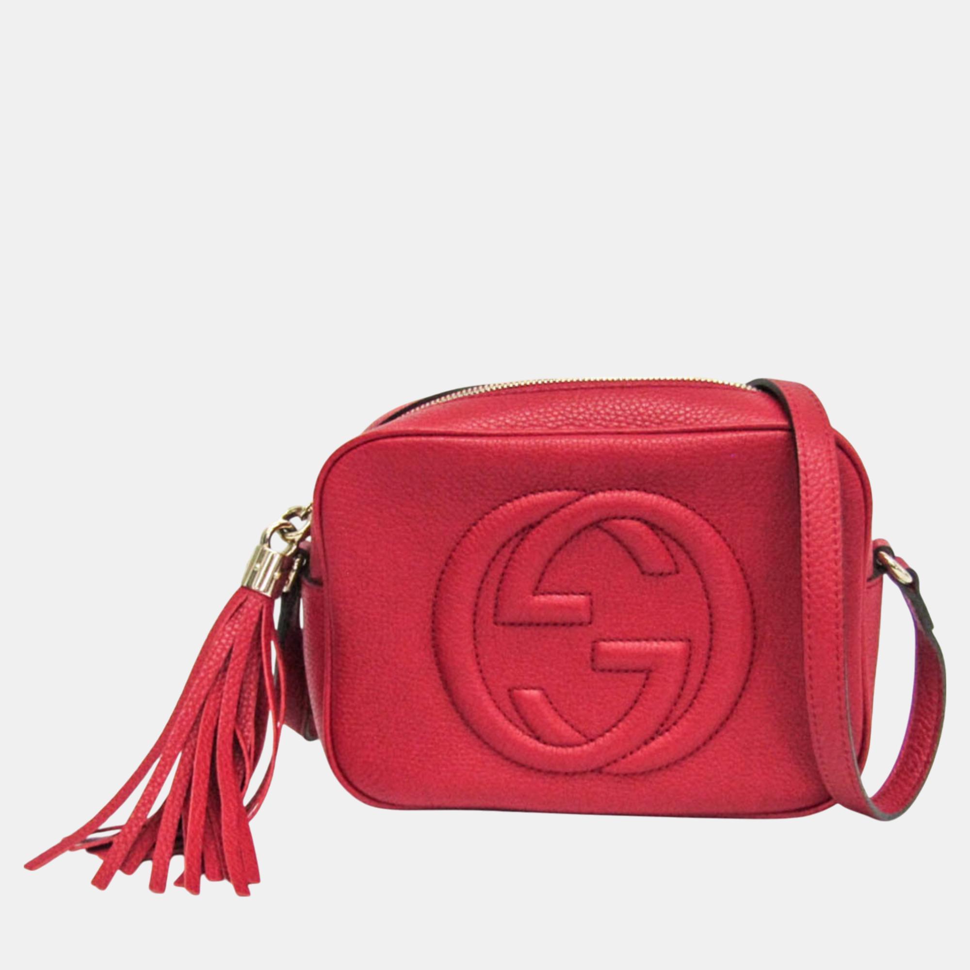 

Gucci Red Interlocking G Leather Soho Disco Bag