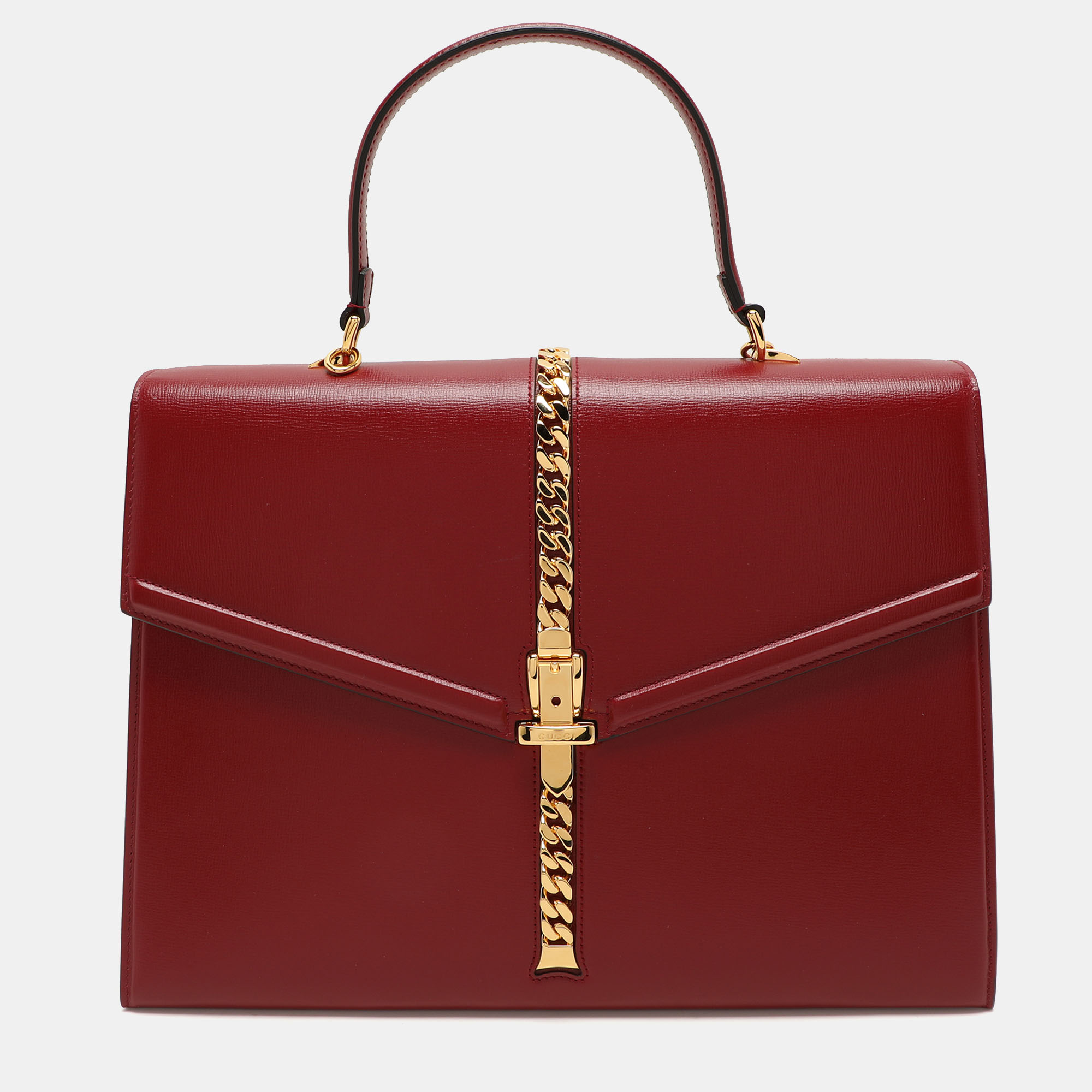 

Gucci Red Leather Sylvie 1969 Top Handle Bag