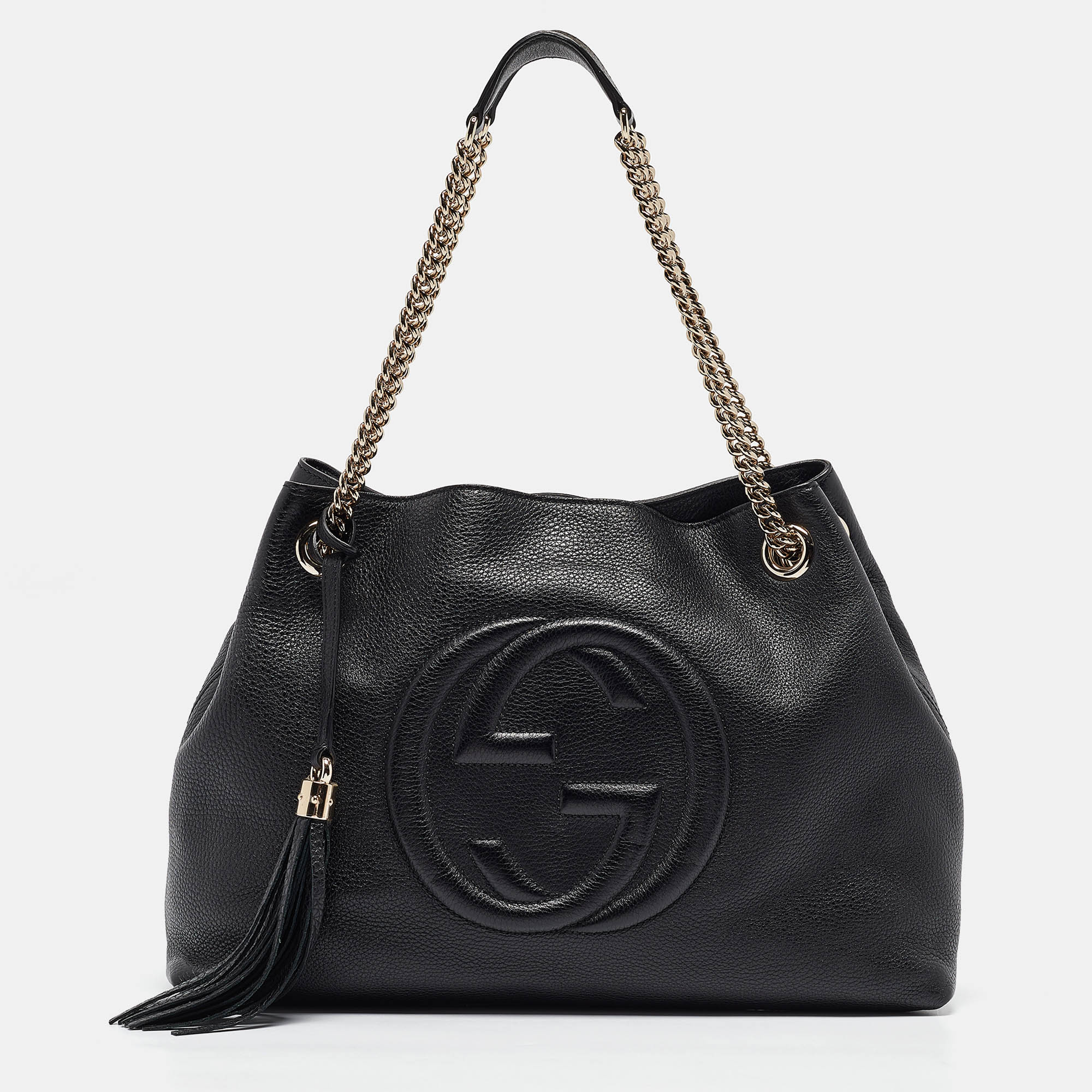 

Gucci Black Leather  Soho Chain Tote