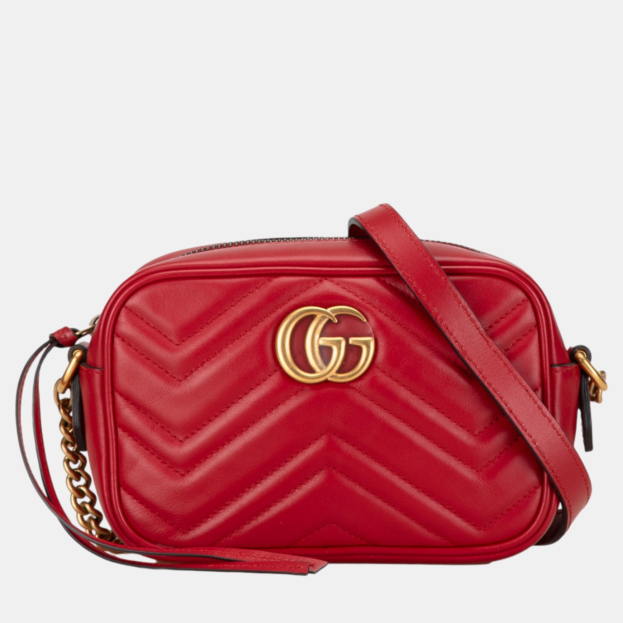 

Gucci Red Mini GG Marmont Matelasse Crossbody