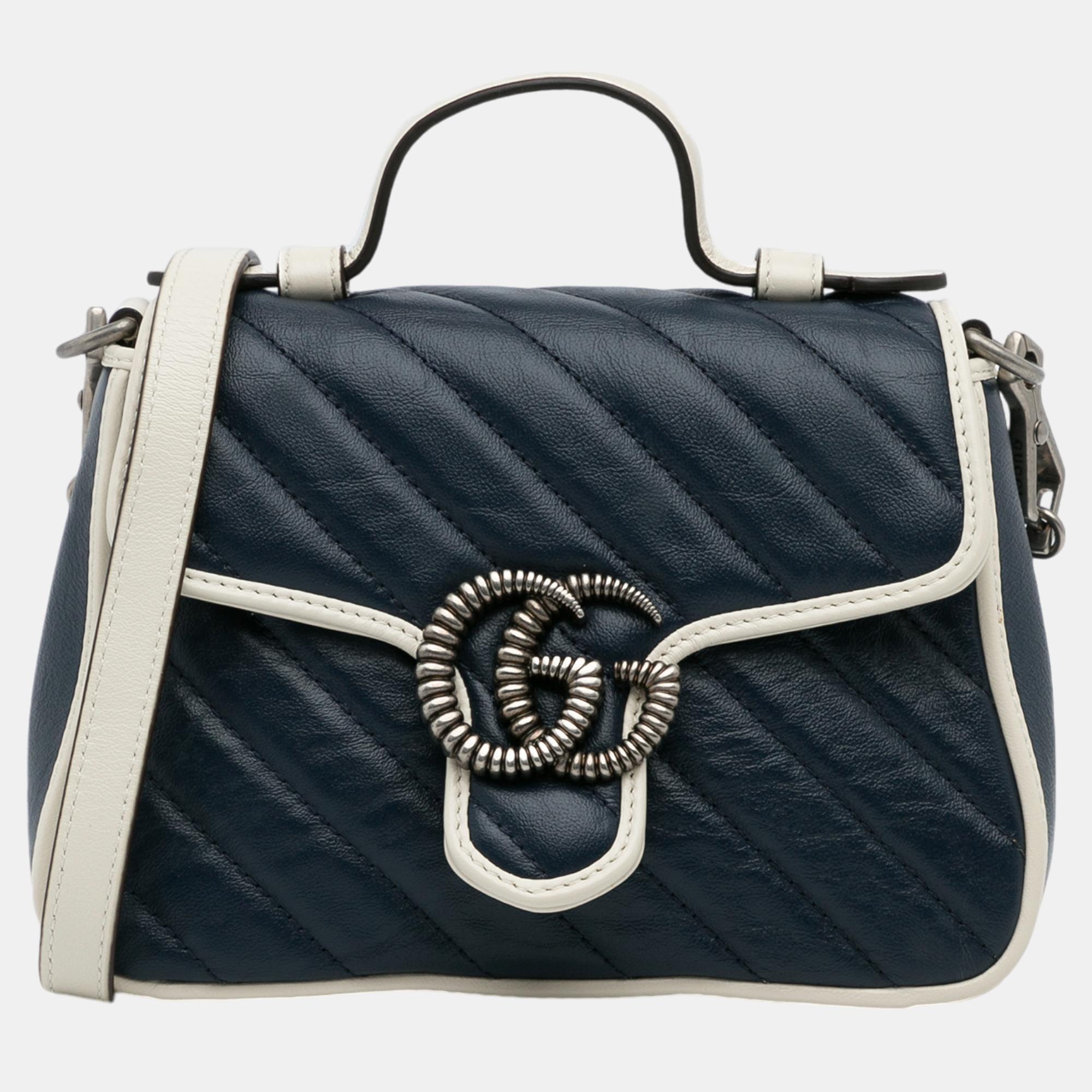 

Gucci Blue GG Marmont Torchon Satchel