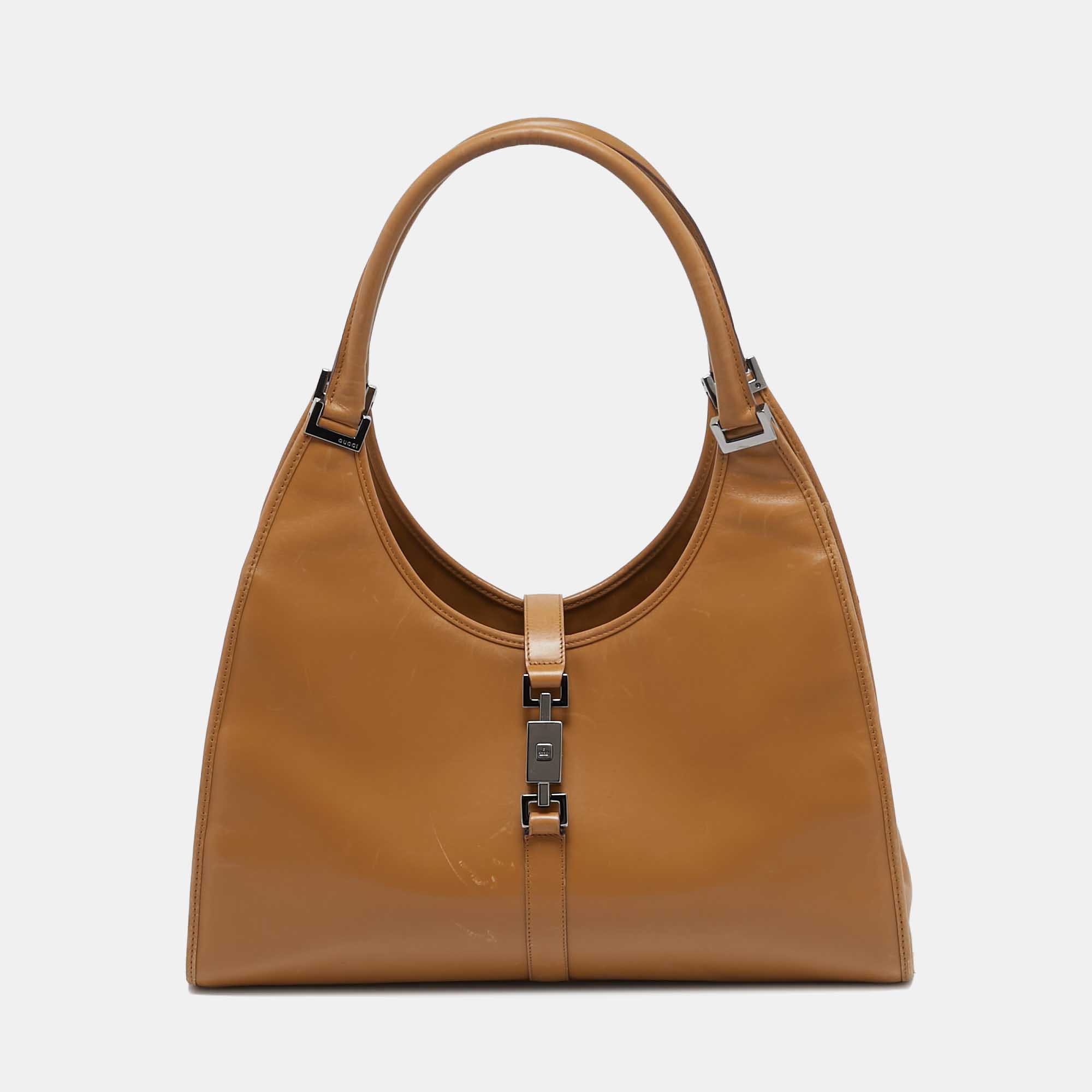 

Gucci Tan Leather  Jackie Bardot Hobo