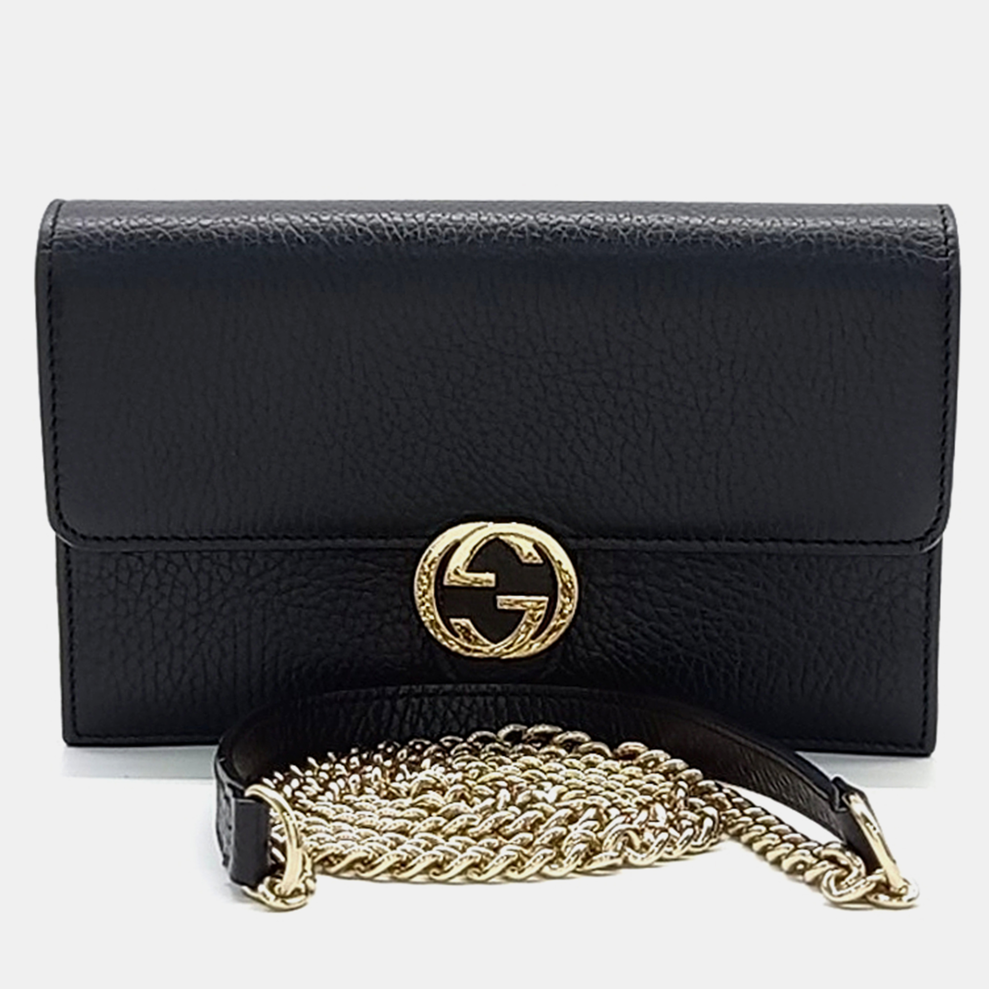 

Gucci Interlocking Chain Crossbody Bag, Black