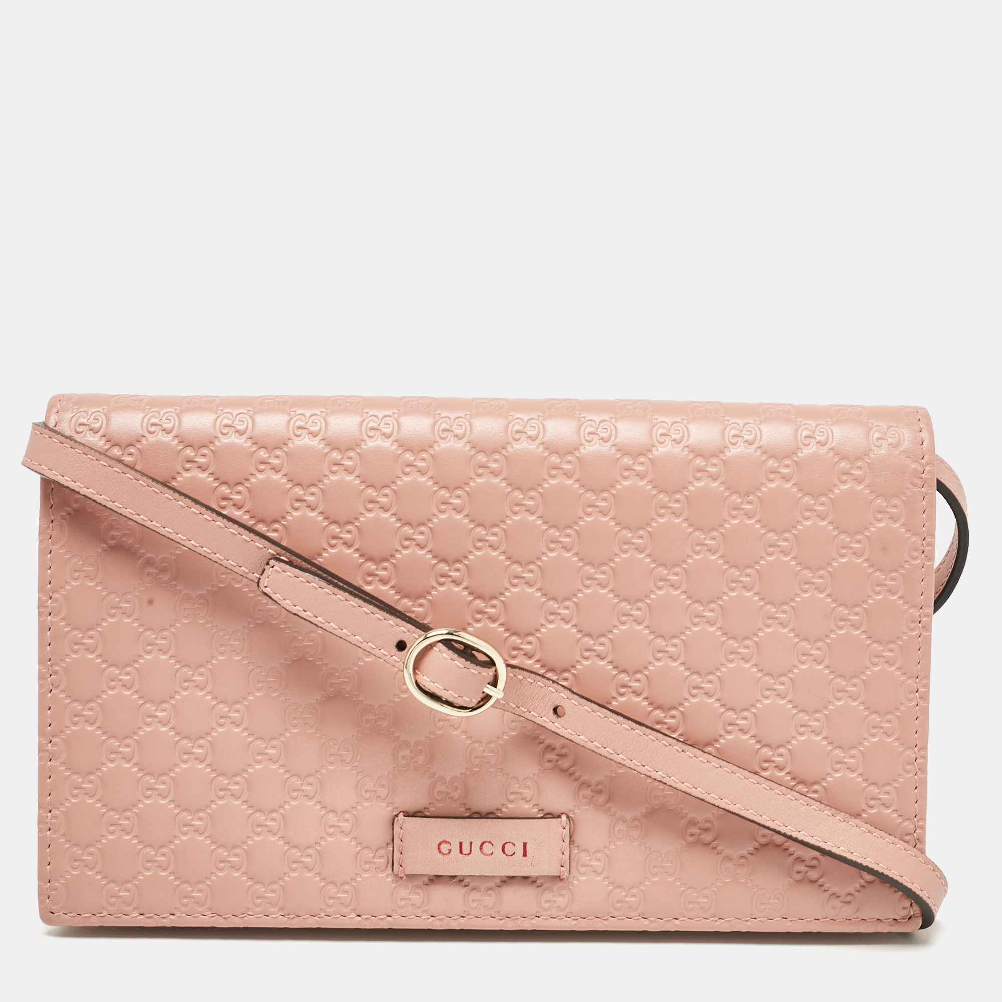 

Gucci Old Rose Microguccissima Leather Wallet Crossbody Bag, Pink