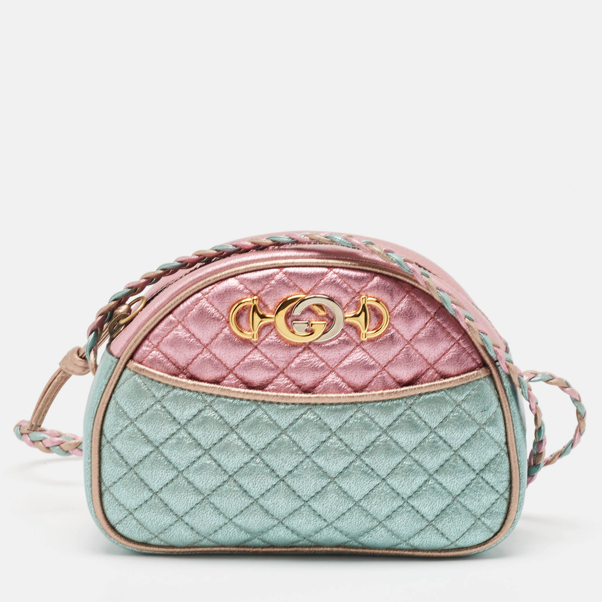 

Gucci Metallic Pink/Turquoise Quilted Leather Mini Zumi Crossbody Bag