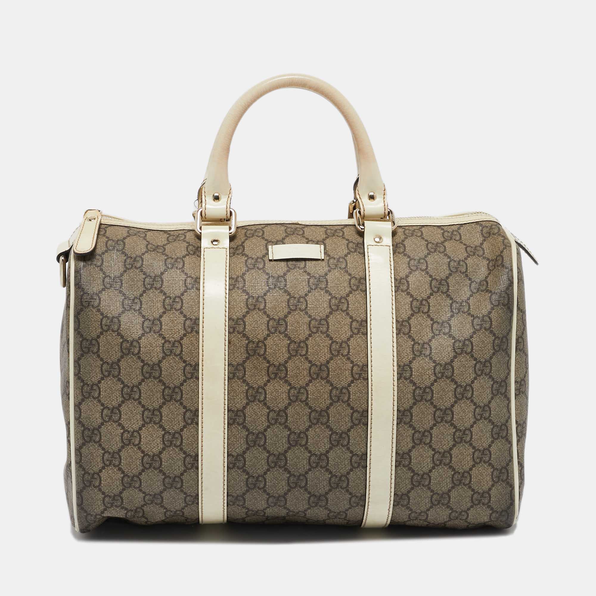 

Gucci Beige/White GG Supreme Canvas and Leather Medium Joy Boston Bag