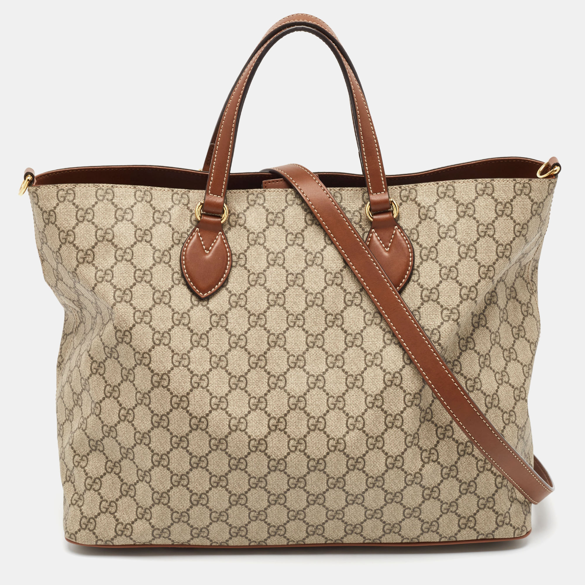 

Gucci Beige/Brown GG Supreme Canvas and Leather Soft Tote