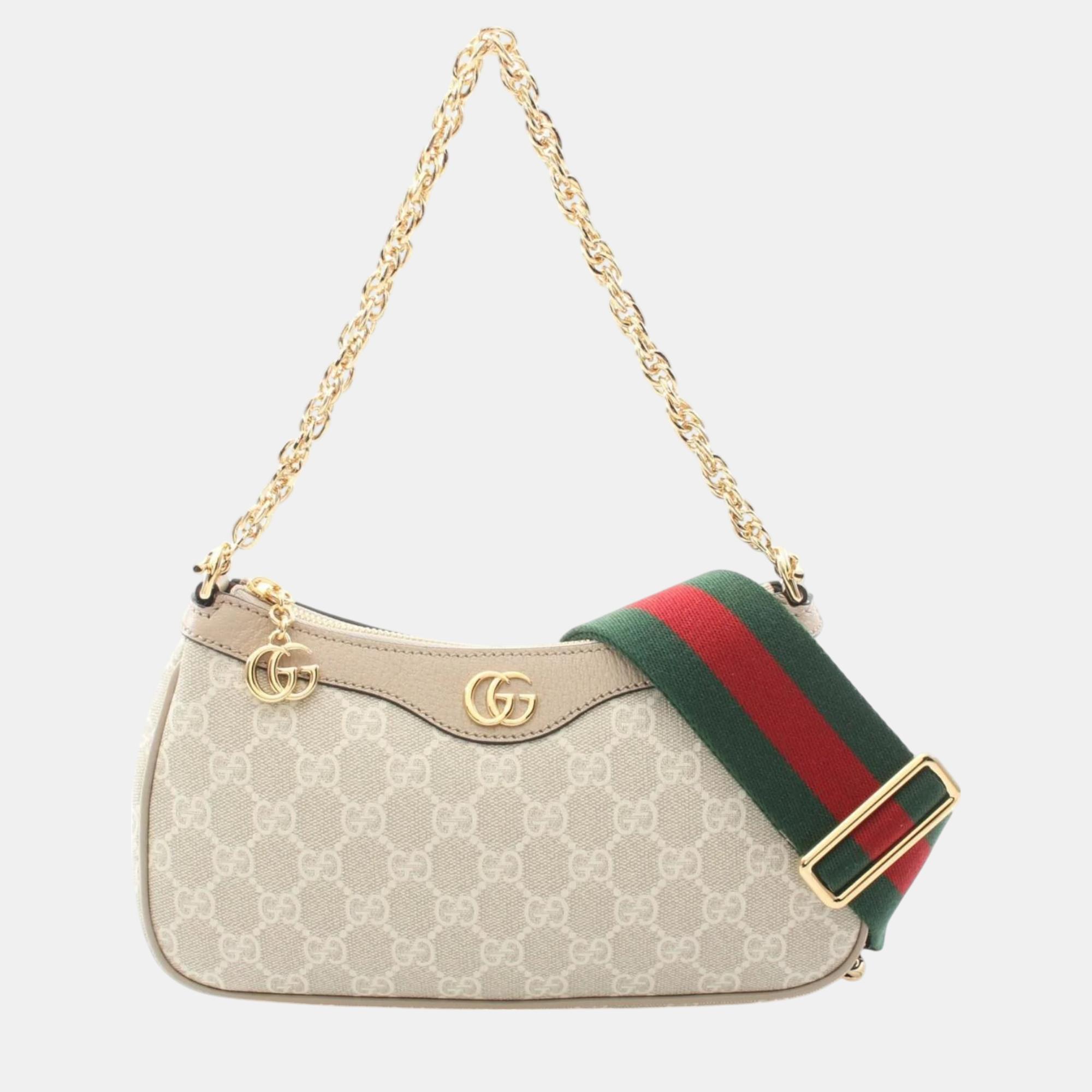 

Gucci Beige Coated Canvas Leather Ophidia Small Gg Supreme Handbag