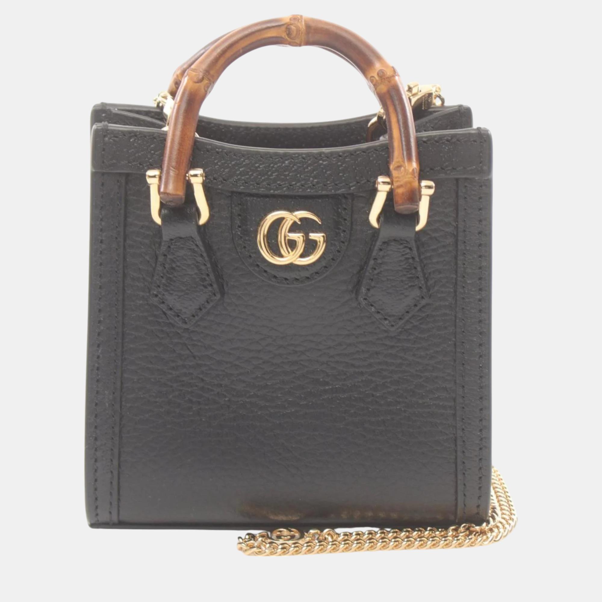 

Gucci Leather Black Diana Super Bag Handbag