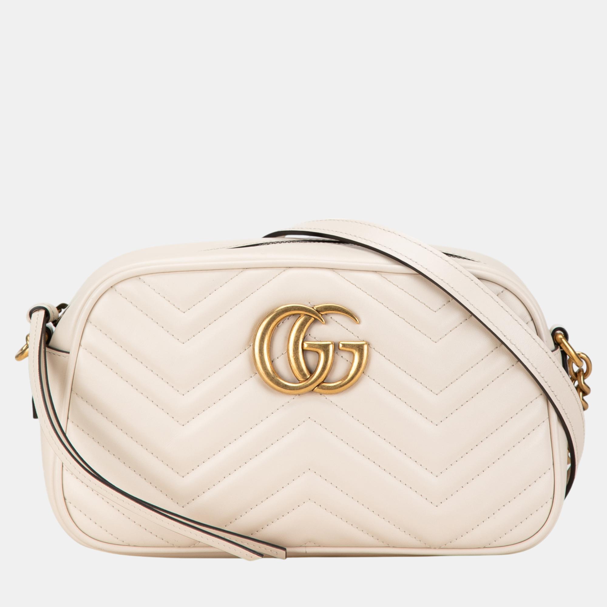 

Gucci White Small GG Marmont Matelasse Crossbody