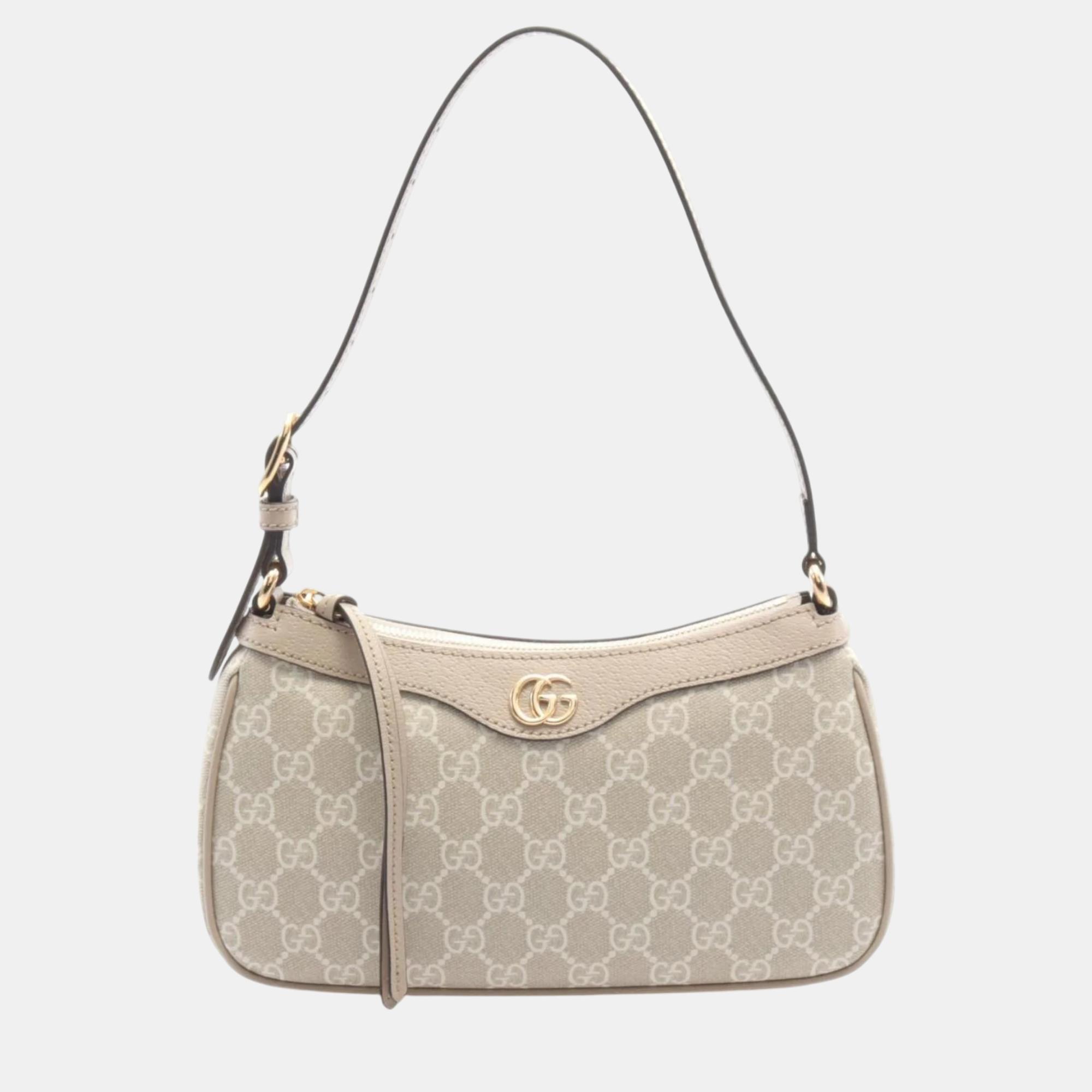 

Gucci Ophidia Coated Canvas Leather Beige White Small GG Supreme Shoulder Bag