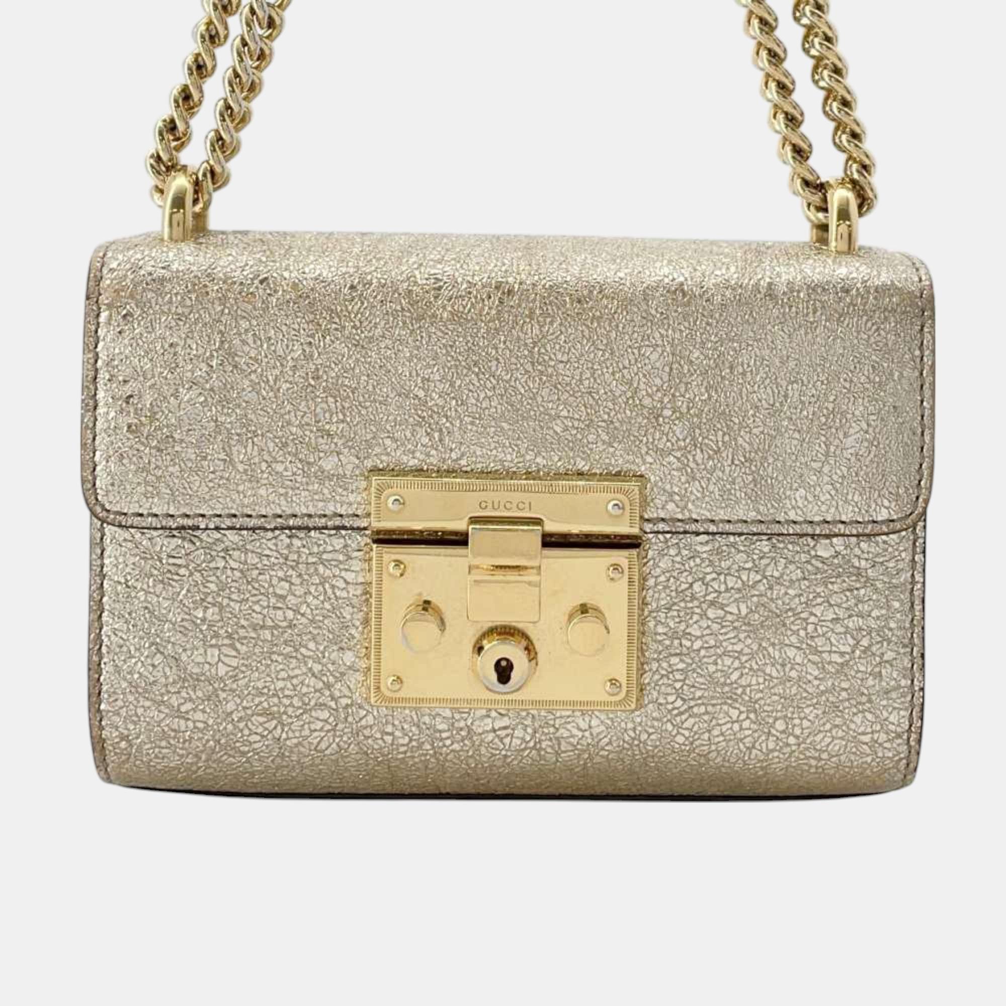 

Gucci Padlock Double Chain Shoulder Bag, Gold