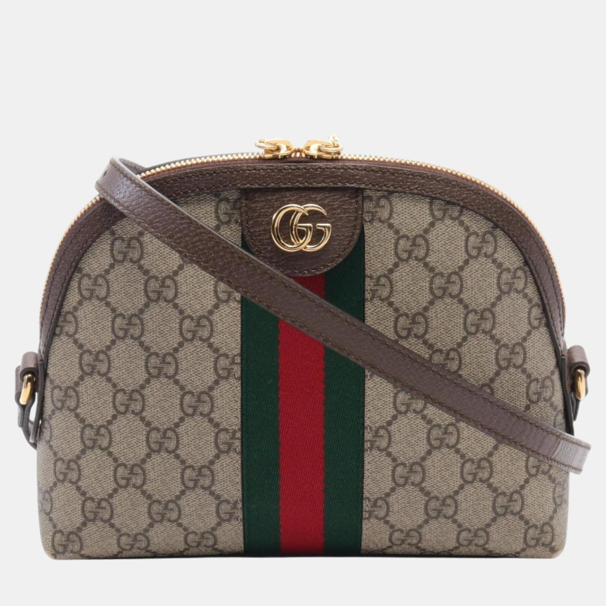 

Gucci Coated Canvas Leather Beige Brown Multicolor Ophidia GG Supreme Shoulder Bag