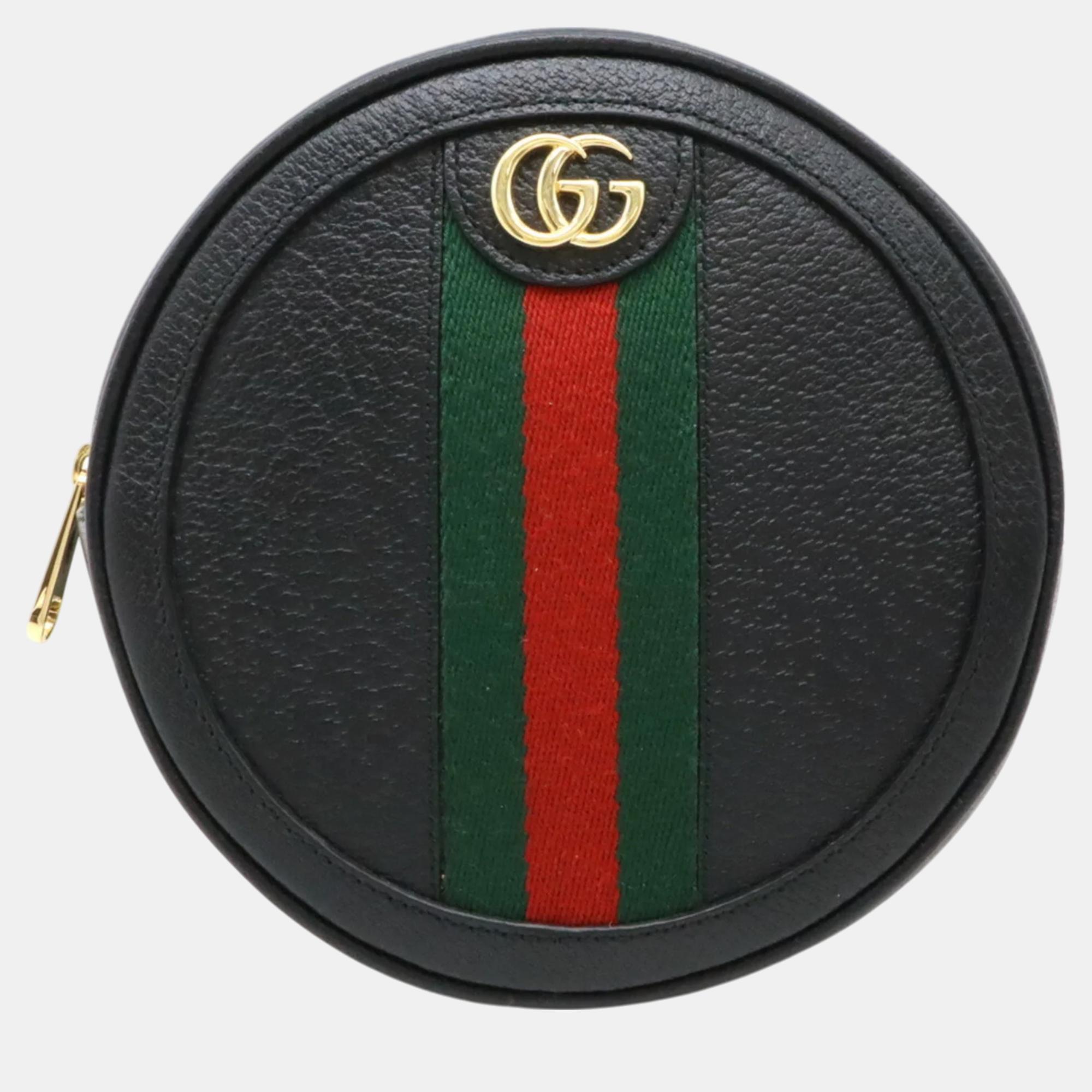 

Gucci Leather Black Ophidia Sherry Line GG Marmont Round Backpack