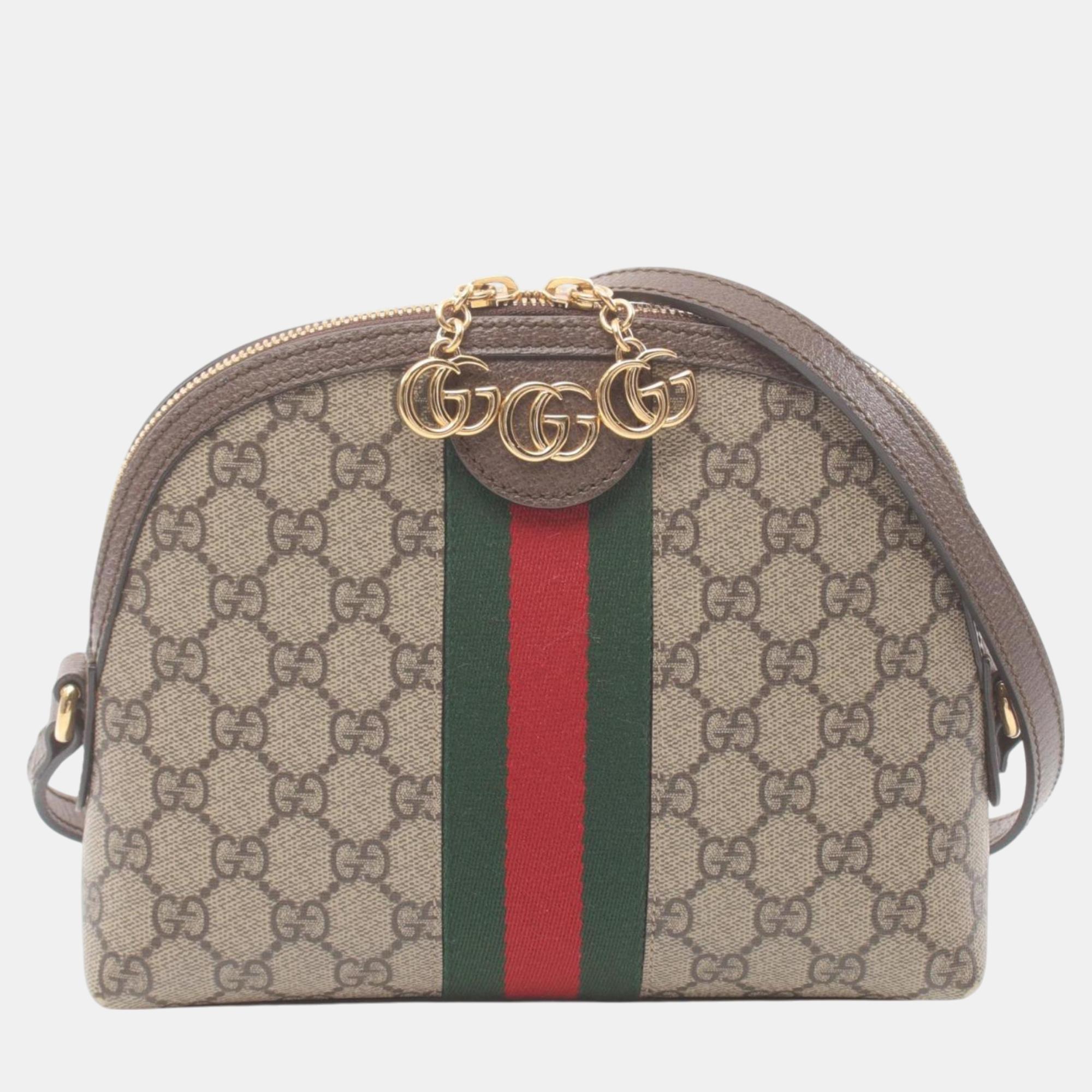 

Gucci Coated Canvas Leather Beige Brown Multicolor Ophidia GG Supreme Shoulder Bag