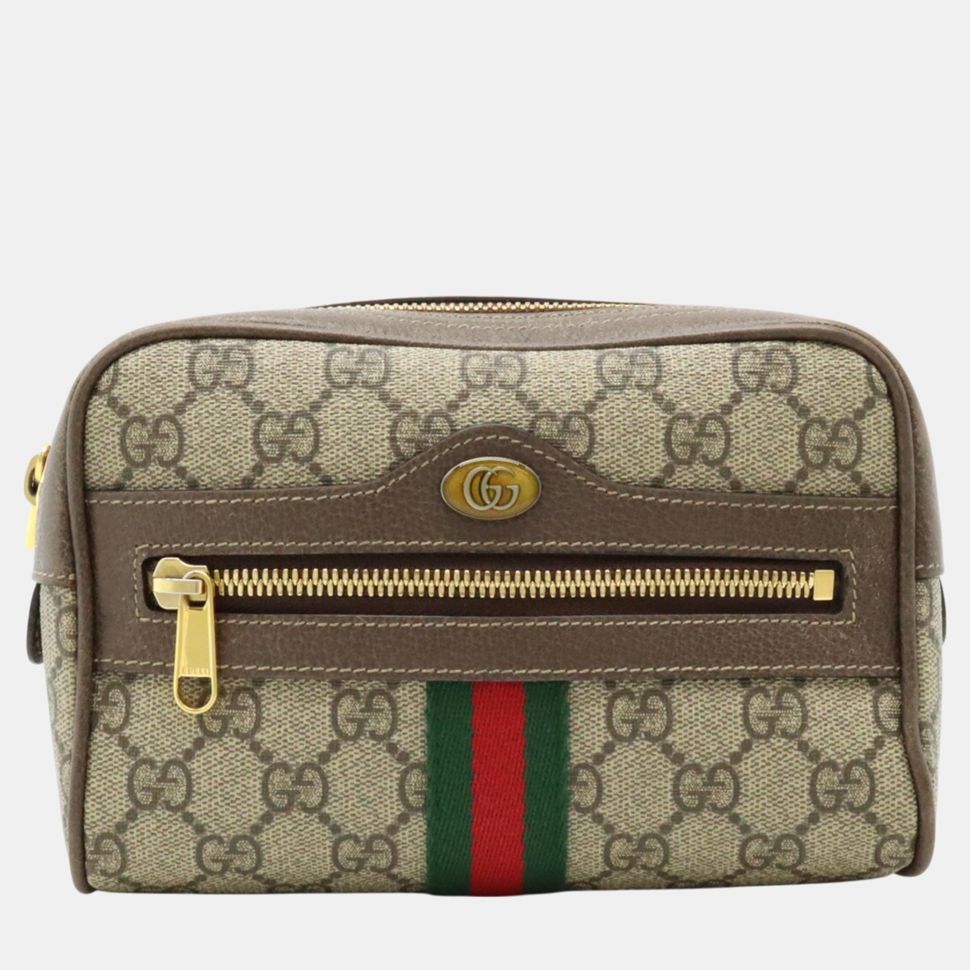 

Gucci PVC Beige Brown Ophidia GG Supreme Small Belt Bag