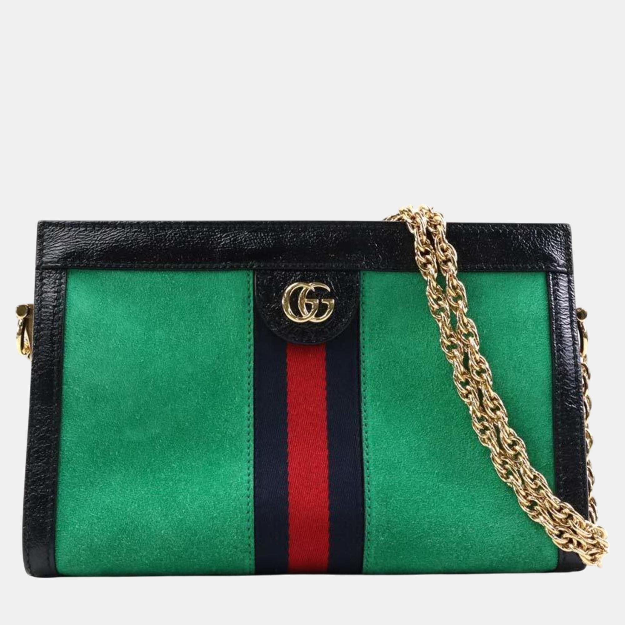 

Gucci Suede Patent Leather Green x Black Ophidia Shoulder Bag