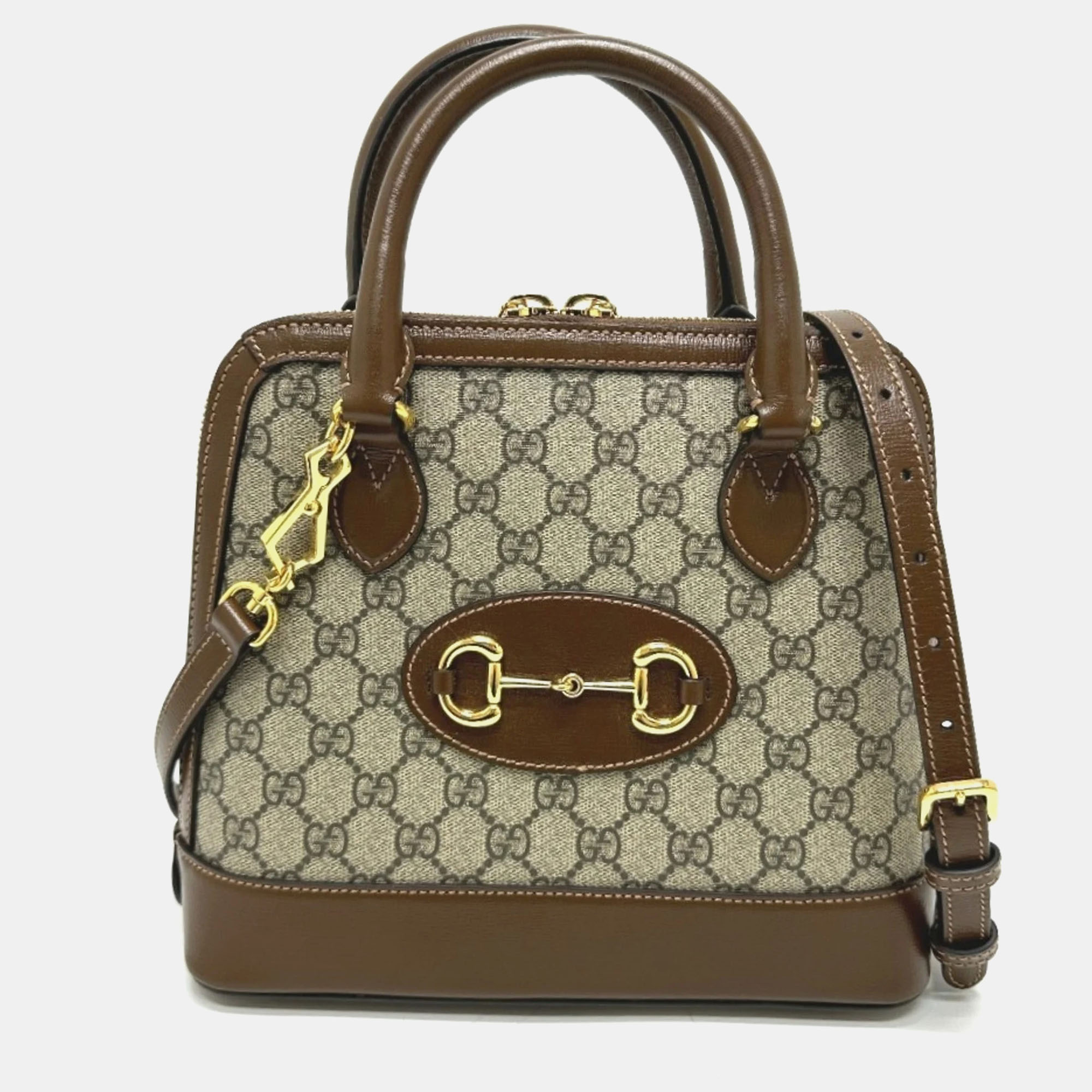 

Gucci Supreme Canvas Brown GG Horsebit Shoulder Bag, Beige