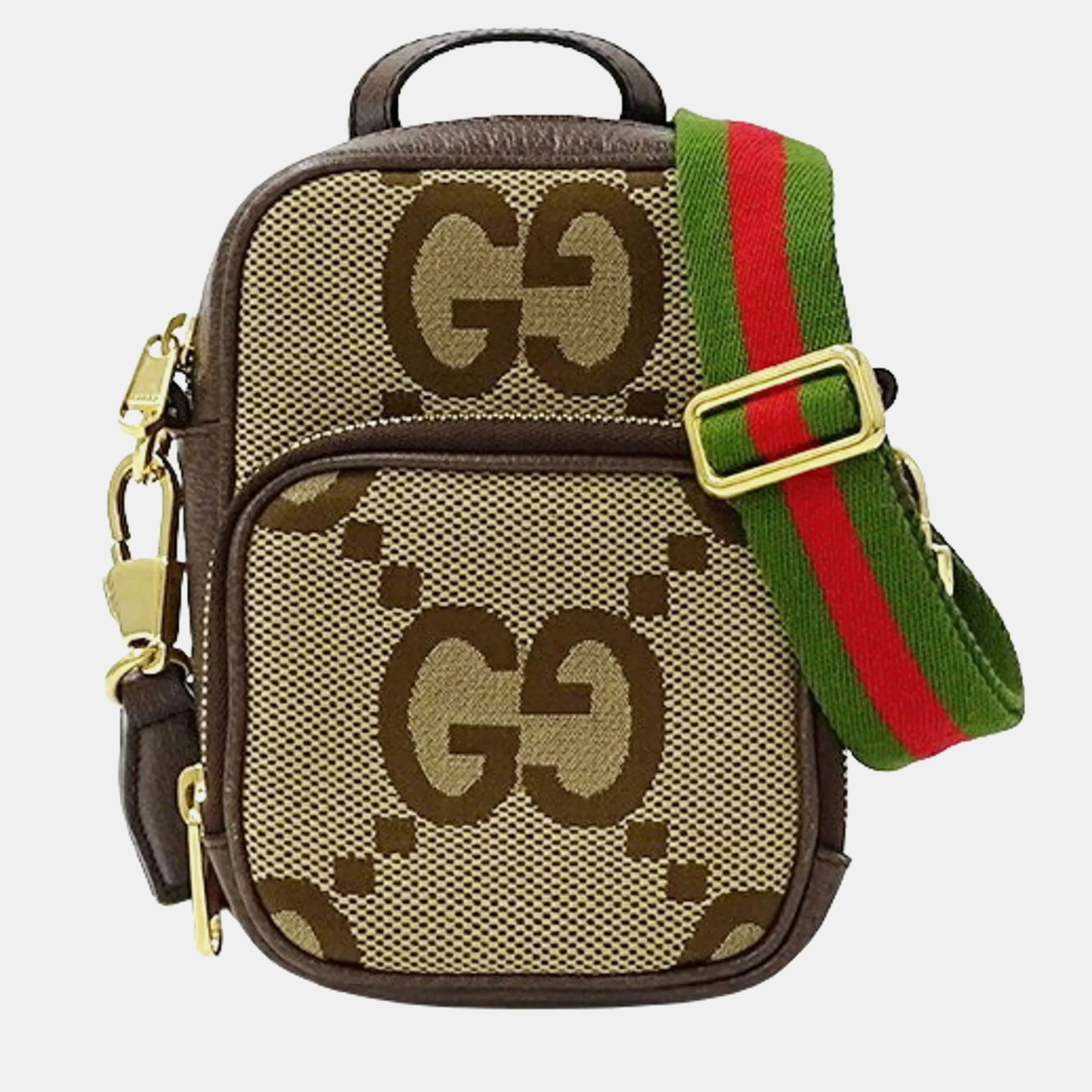 

Gucci Canvas Brown Beige Jumbo GG Compact Bag