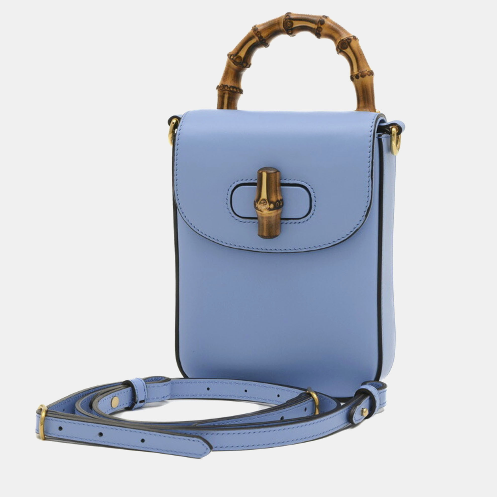 

Gucci Calf Blue Bamboo Shoulder Bag