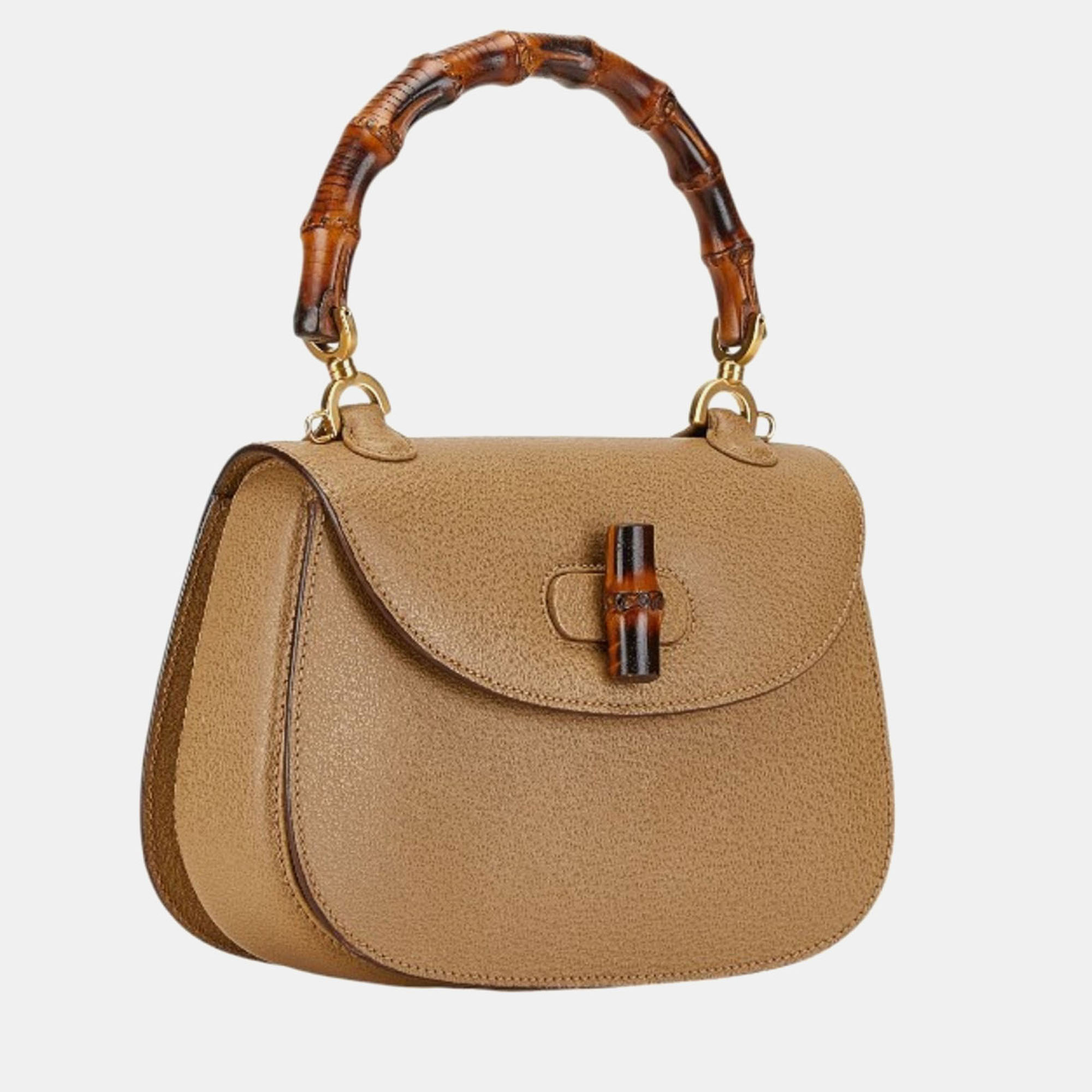 

Gucci Brown Leather Bamboo Handbag