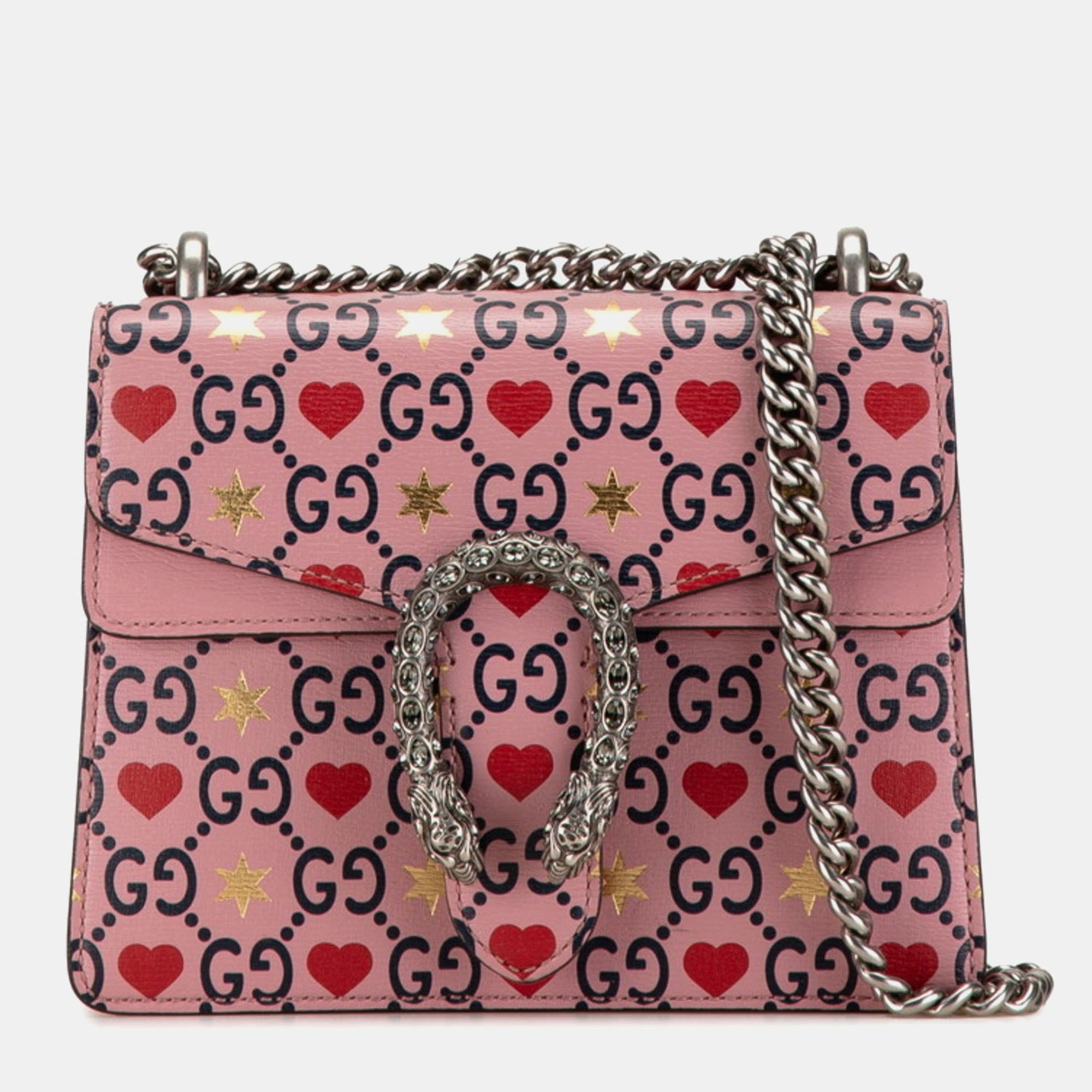 

Gucci Pink Leather Dionysus Heart Chain Shoulder Bag