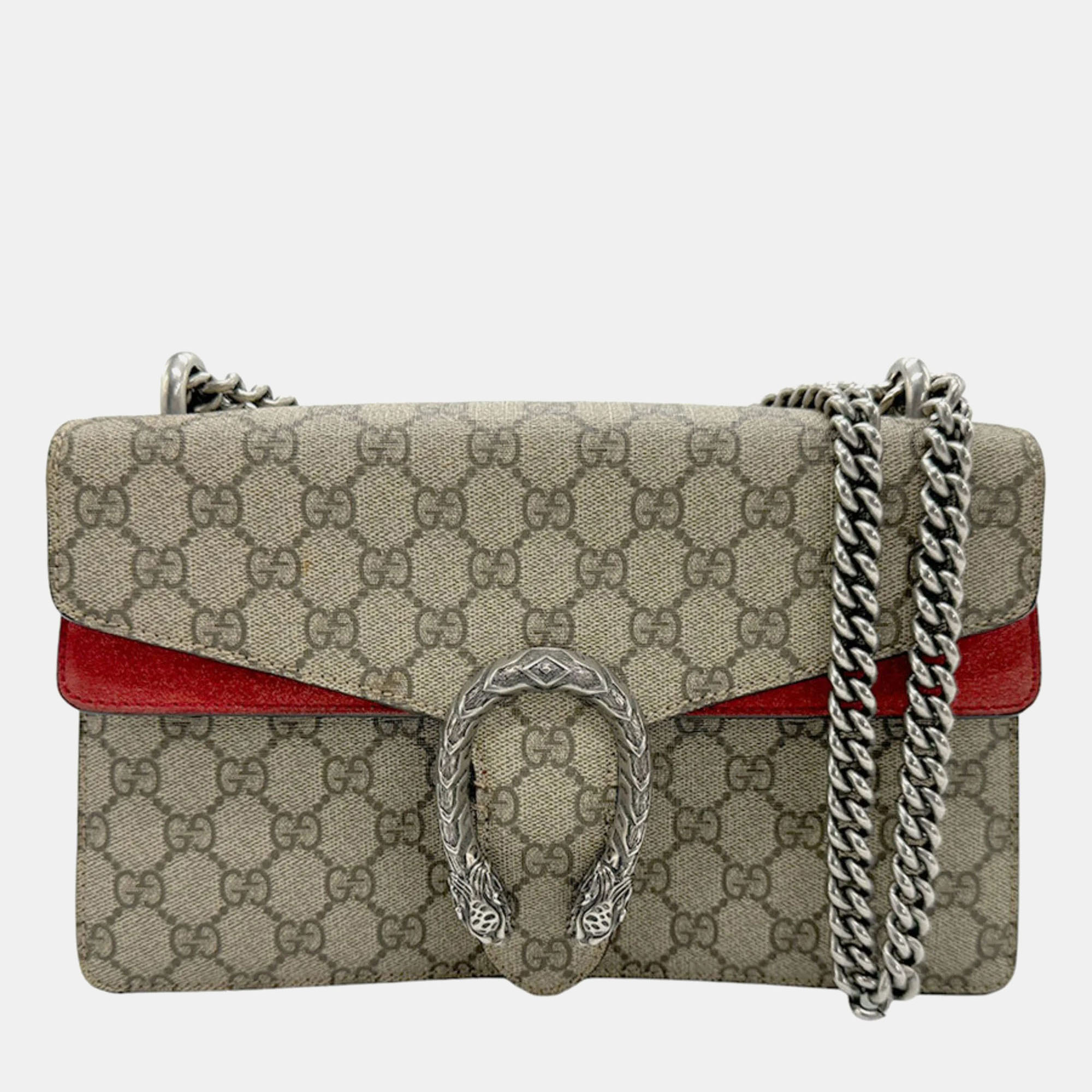 

Gucci Canvas Brown x Red GG Supreme Dionysus Shoulder Bag