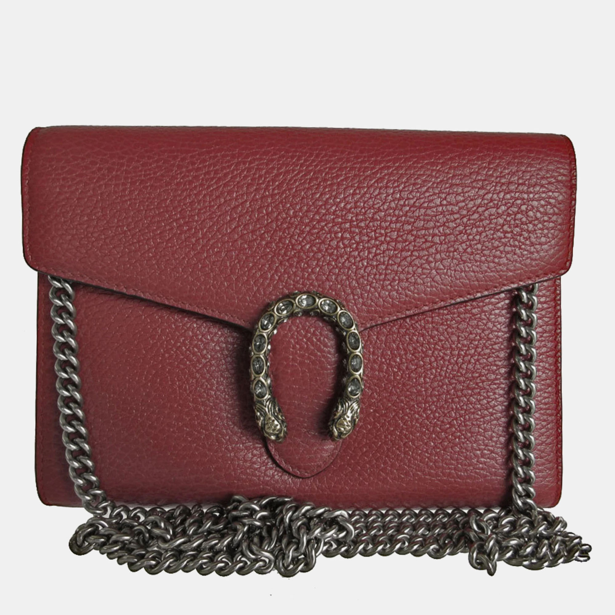 

Gucci Leather Metal Dark Red Dionysus Shoulder Bag